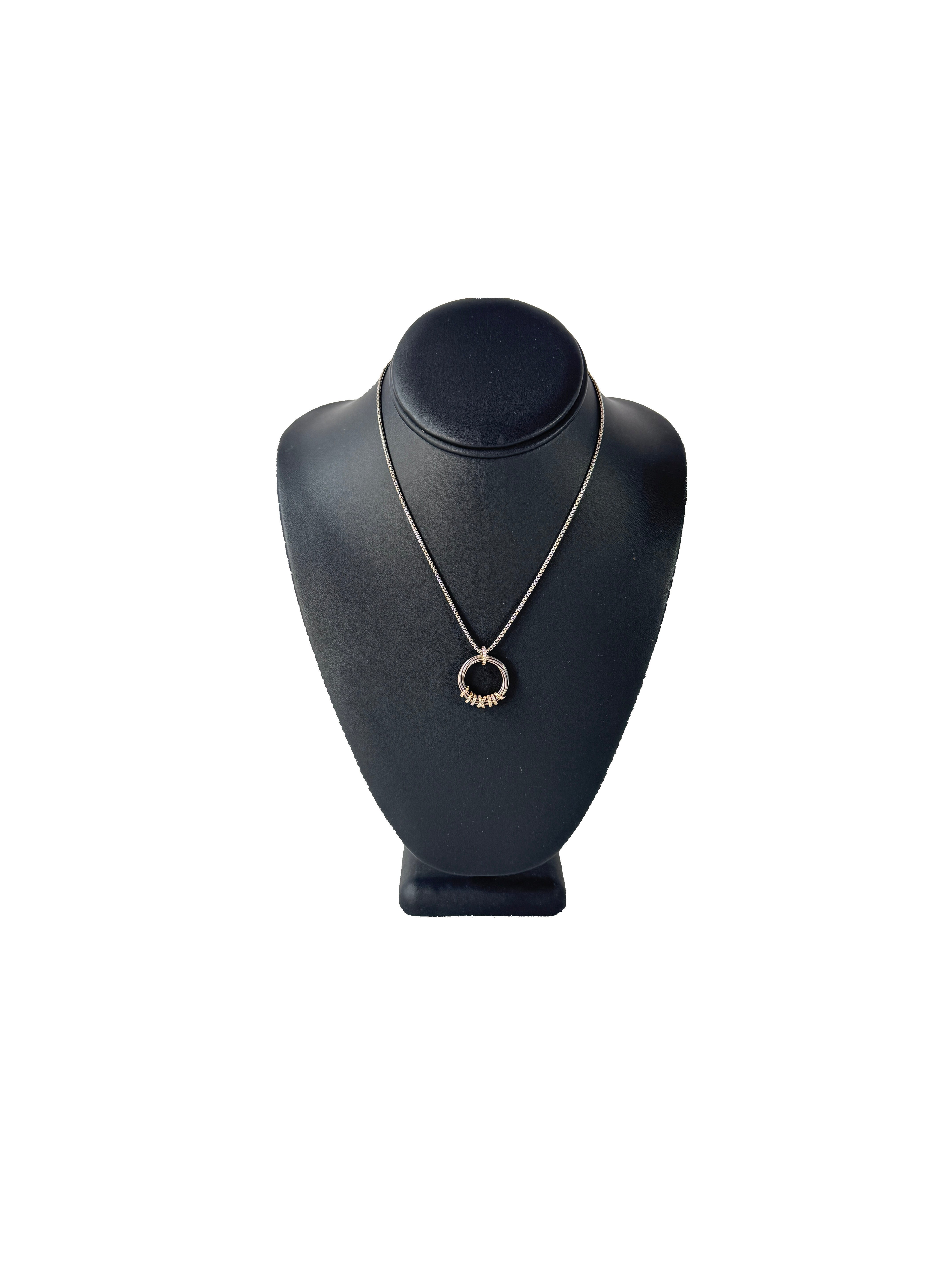 David Yurman sterling silver, gold, diamond Helena necklace