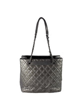Chanel dark silver quilted large trendy shopping tote  21647644