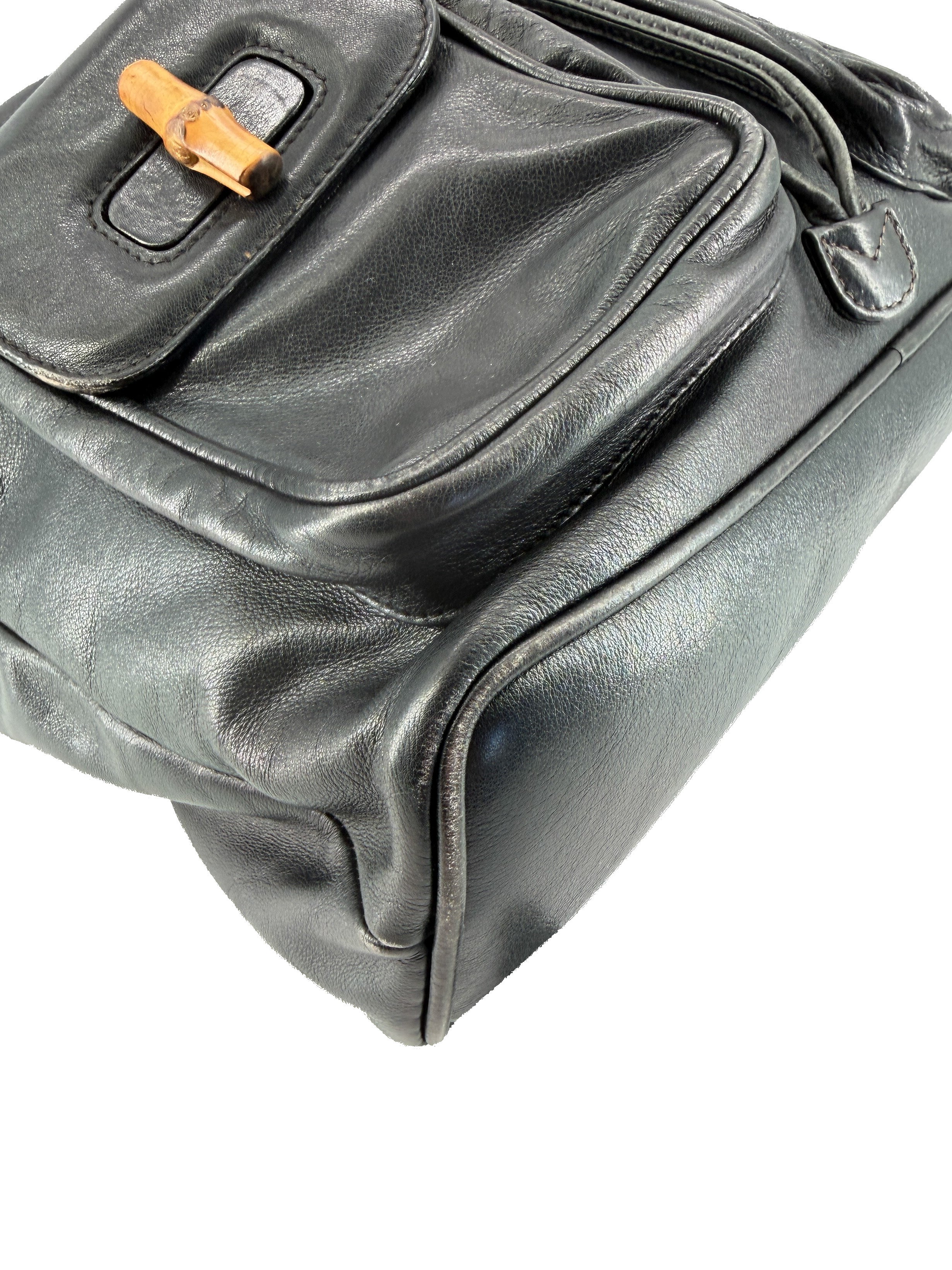 Gucci black Bamboo handle backpack 3580016