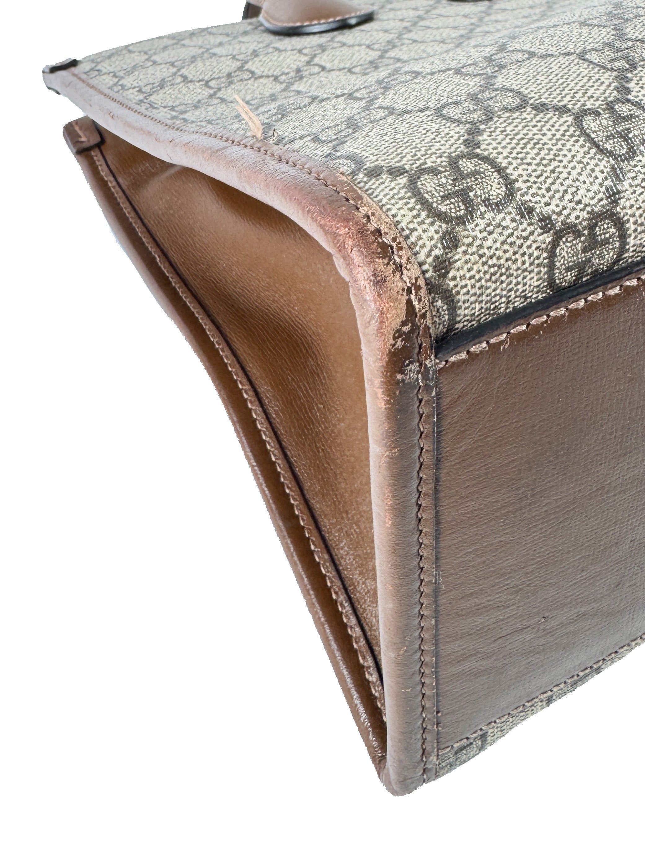 Gucci brown GG Supreme Monogram Azalea Calfskin Small Retro Interlocking G Tote 659983520981