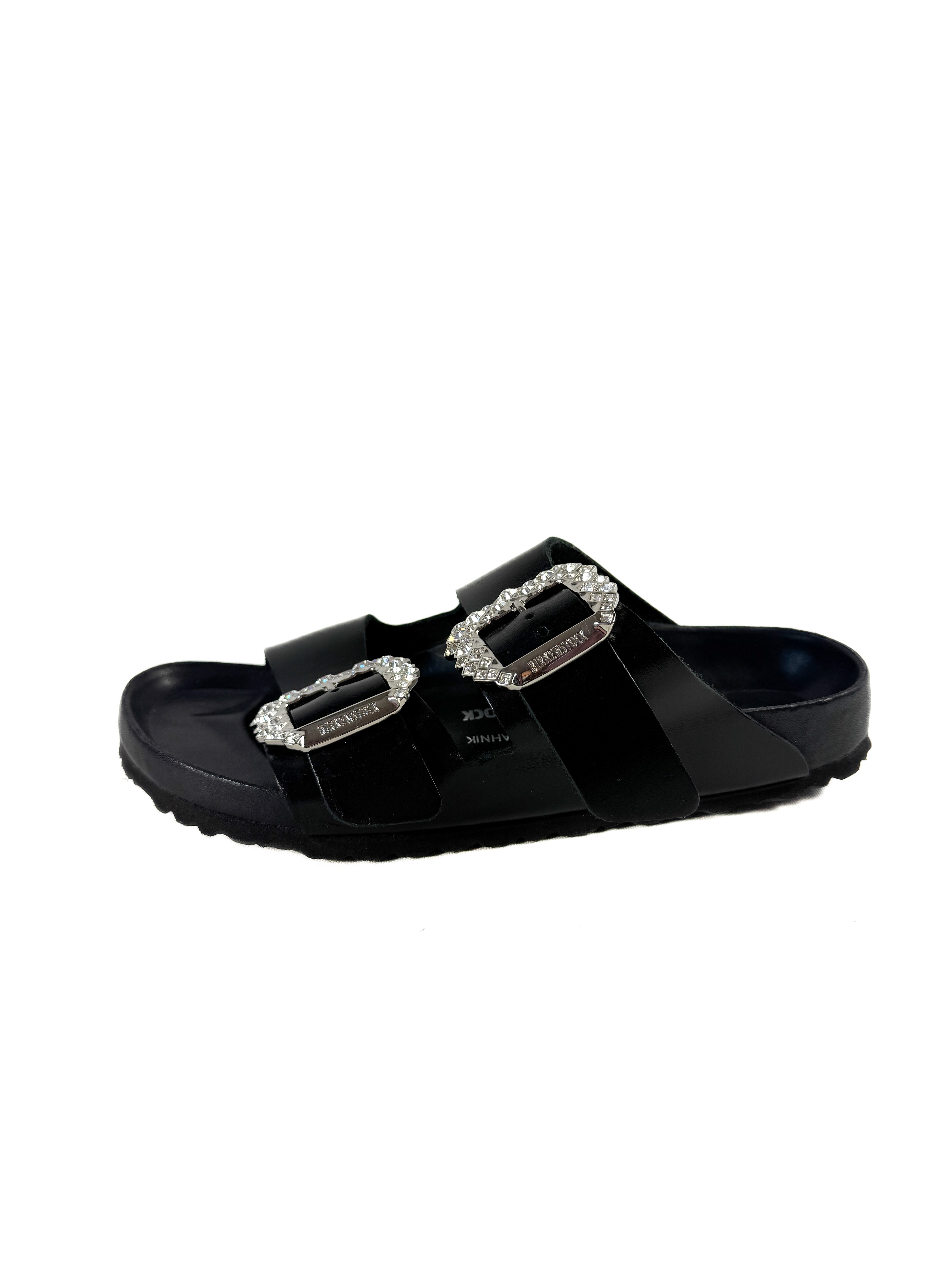 Manolo Blahnik x Birkenstock black leather Arizona sandals size 39 (8) retail $975