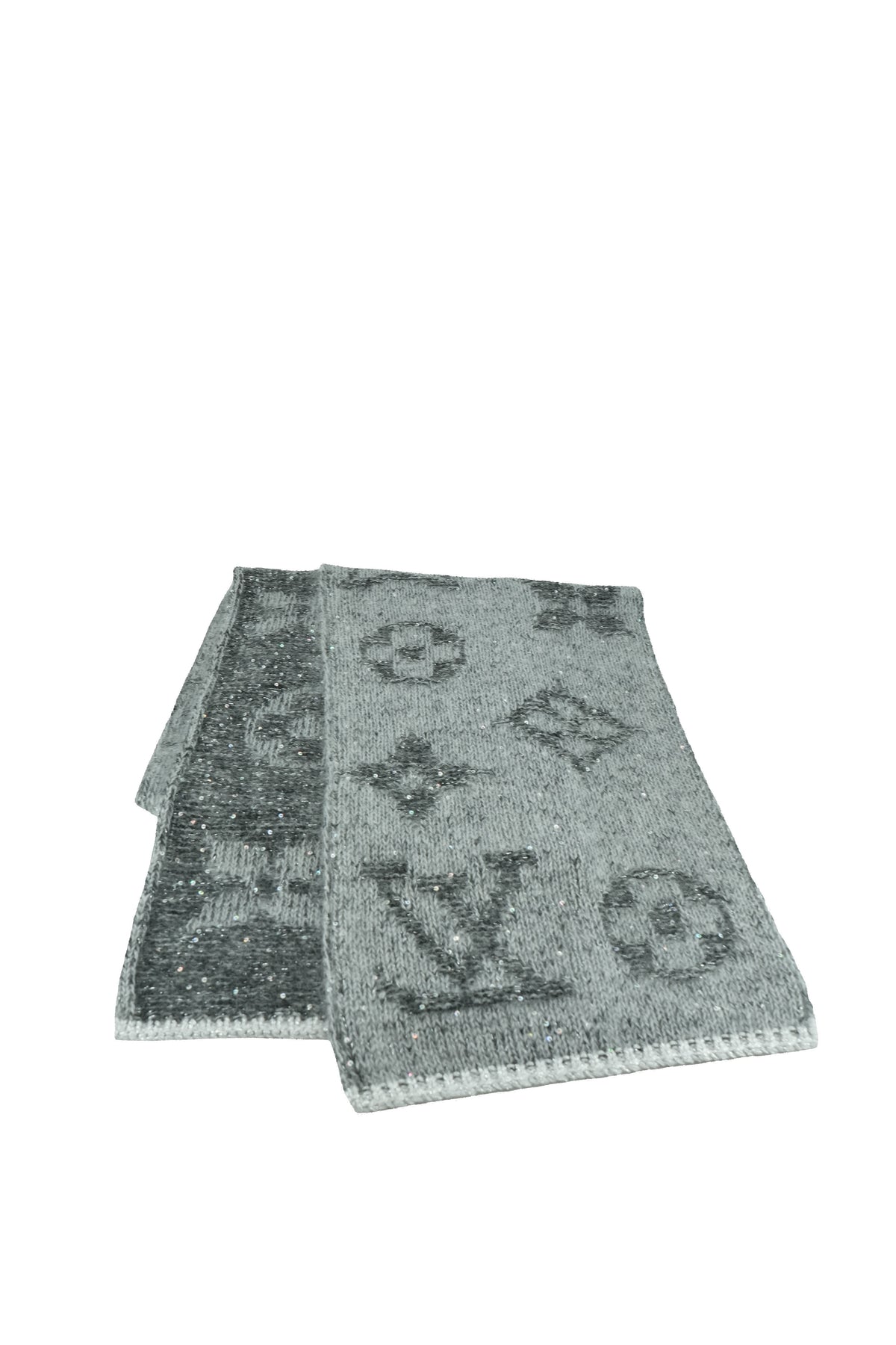 Louis Vuitton gray sparkle monogram scarf