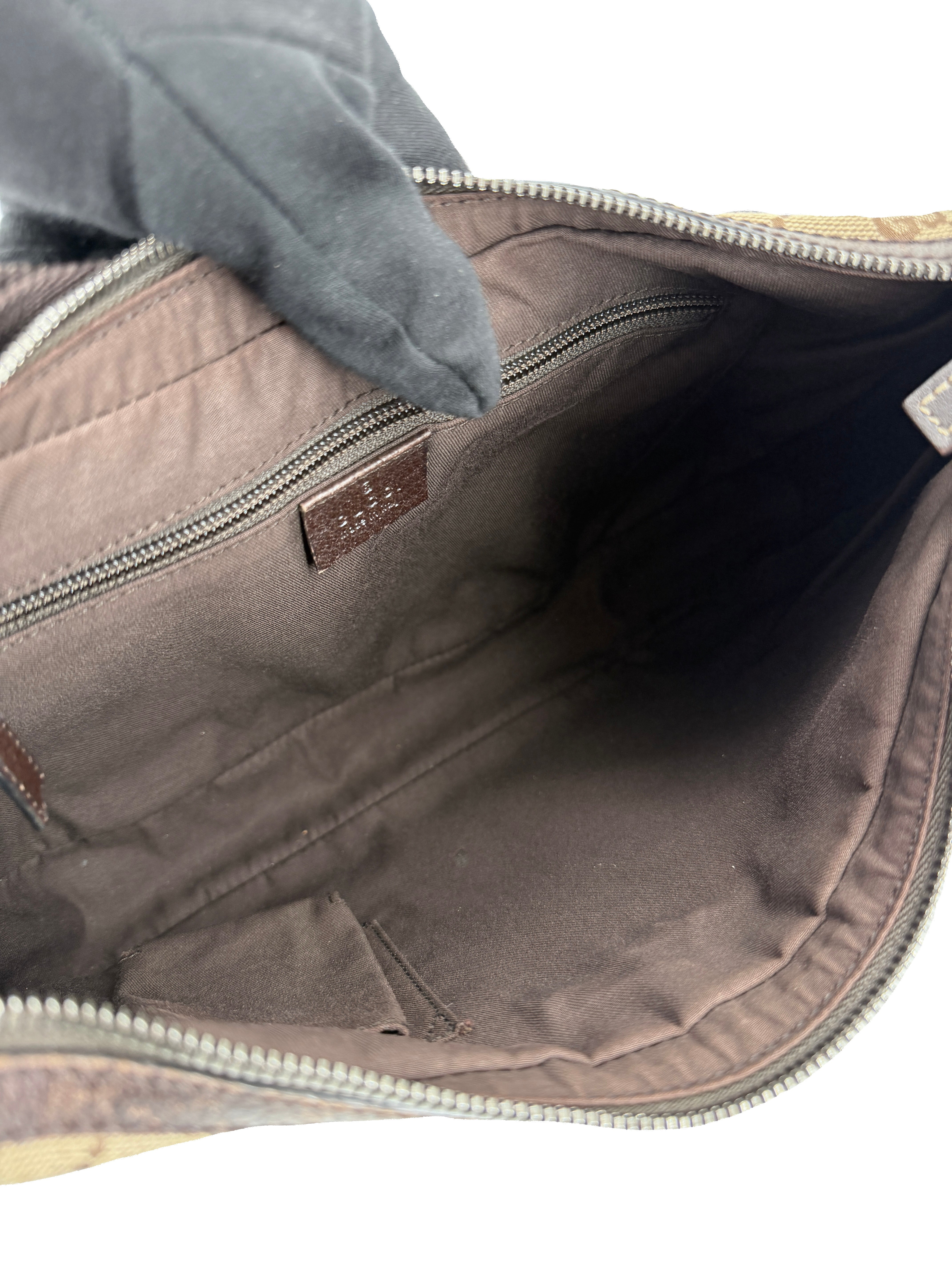 Gucci brown GG half moon canvas shoulder bag 122790001998