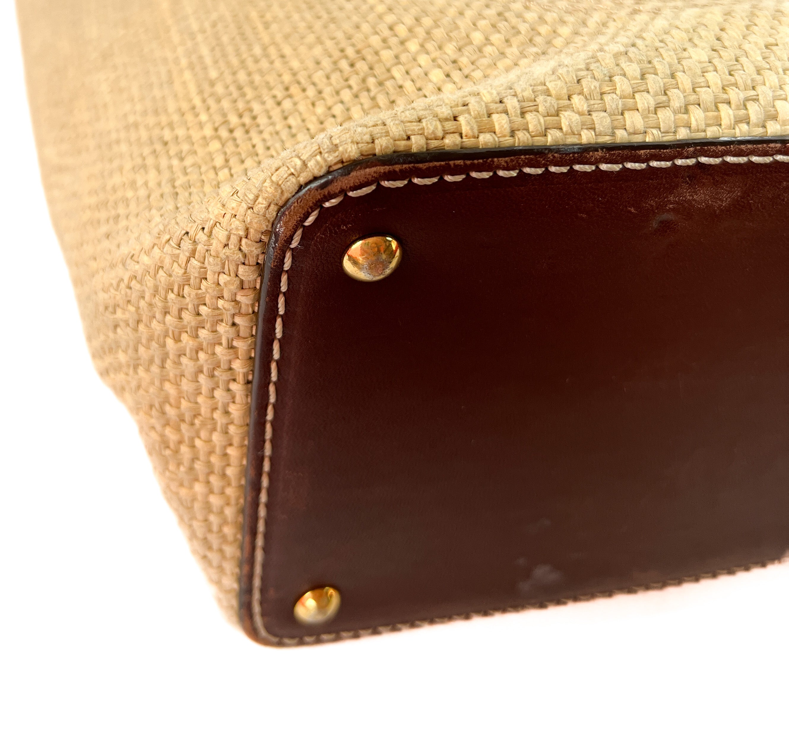 Chanel natural raffia and leather tote