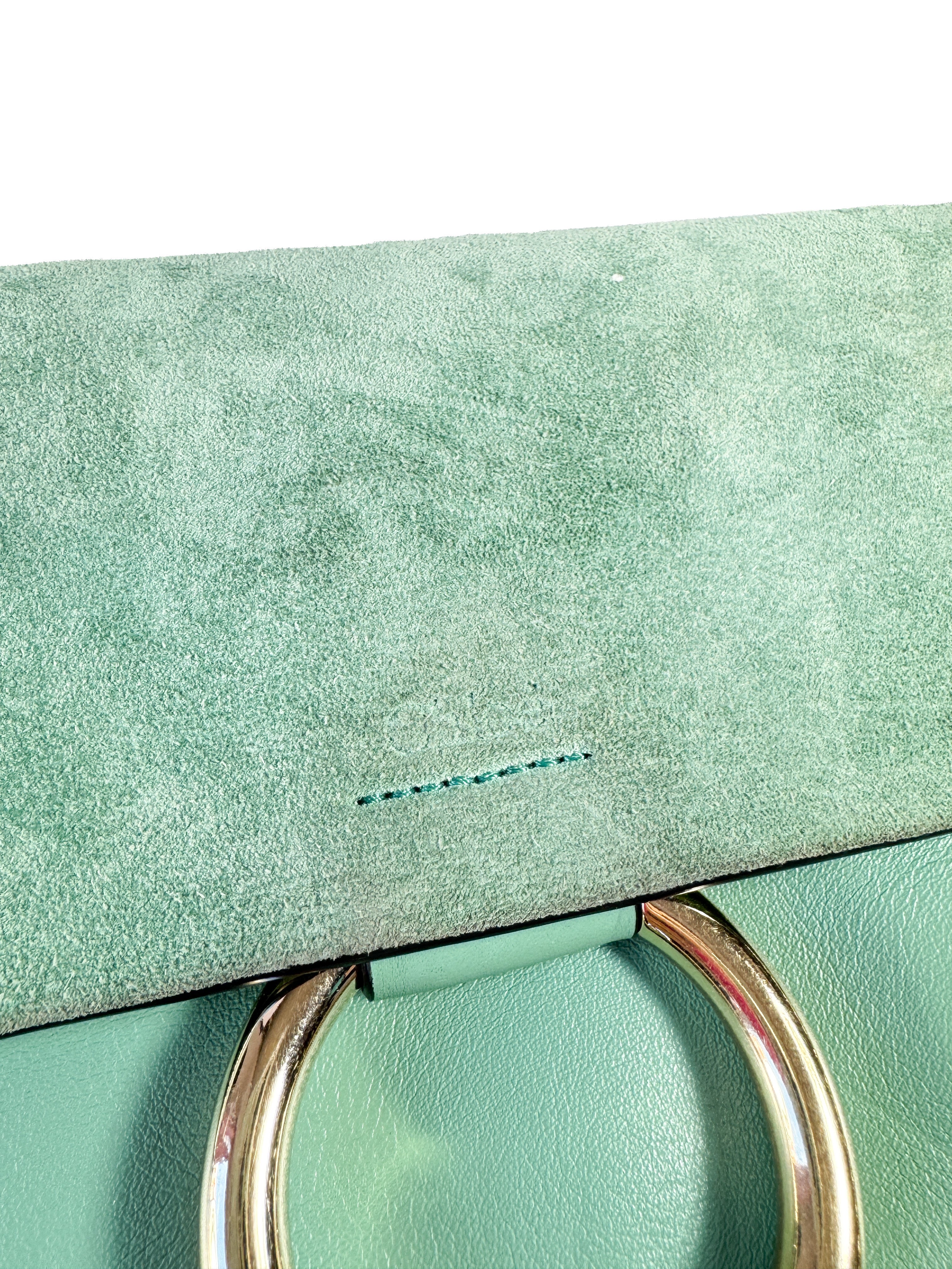 Chloé green leather suede Faye small crossbody 01-17-99-65