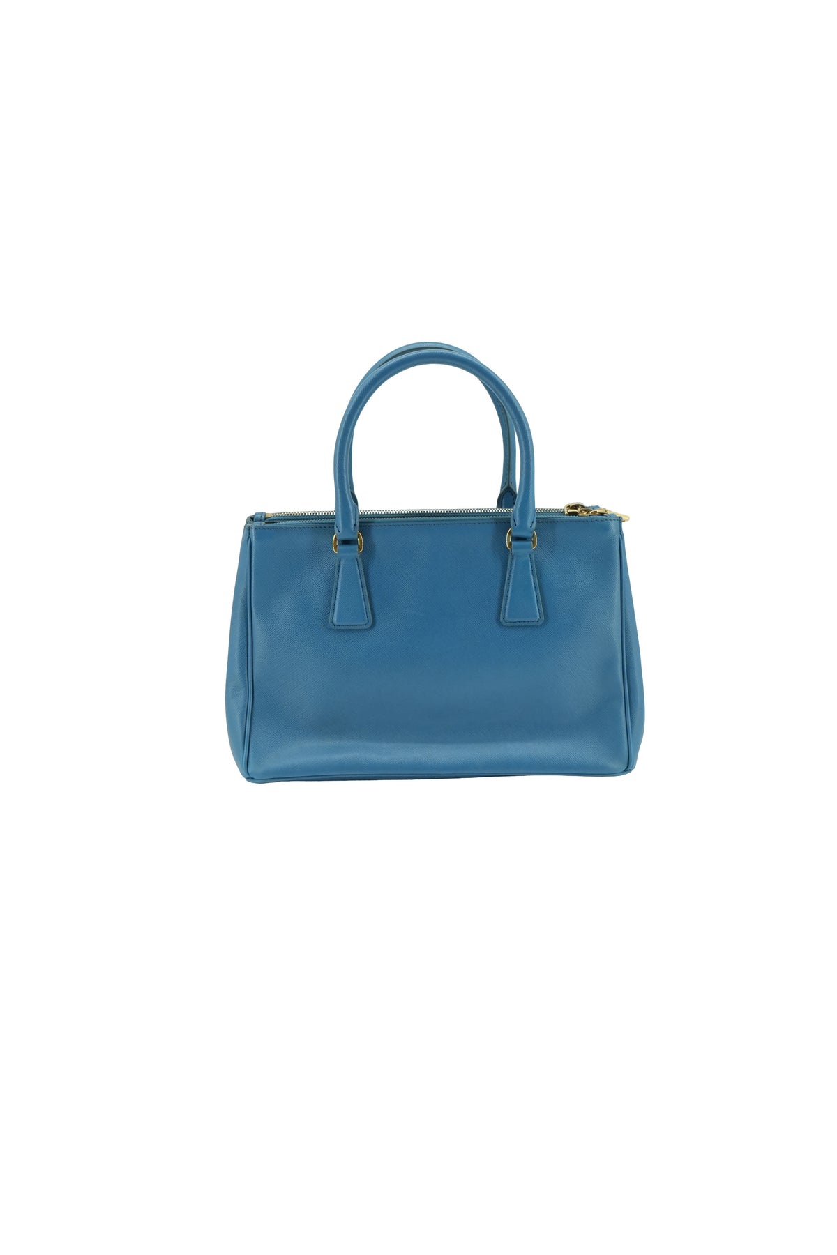 Prada blue leather saffiano Galleria double zip tote 31 Y