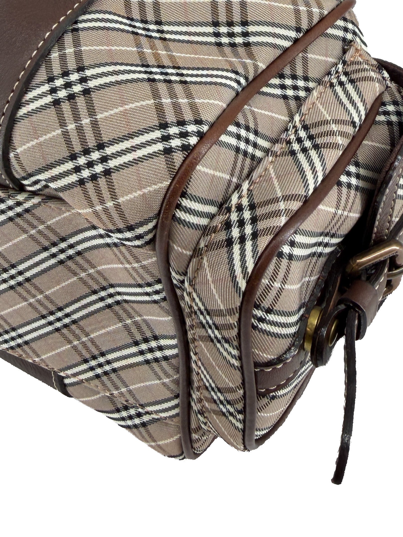 Burberry Blue Label brown plaid boston bag
