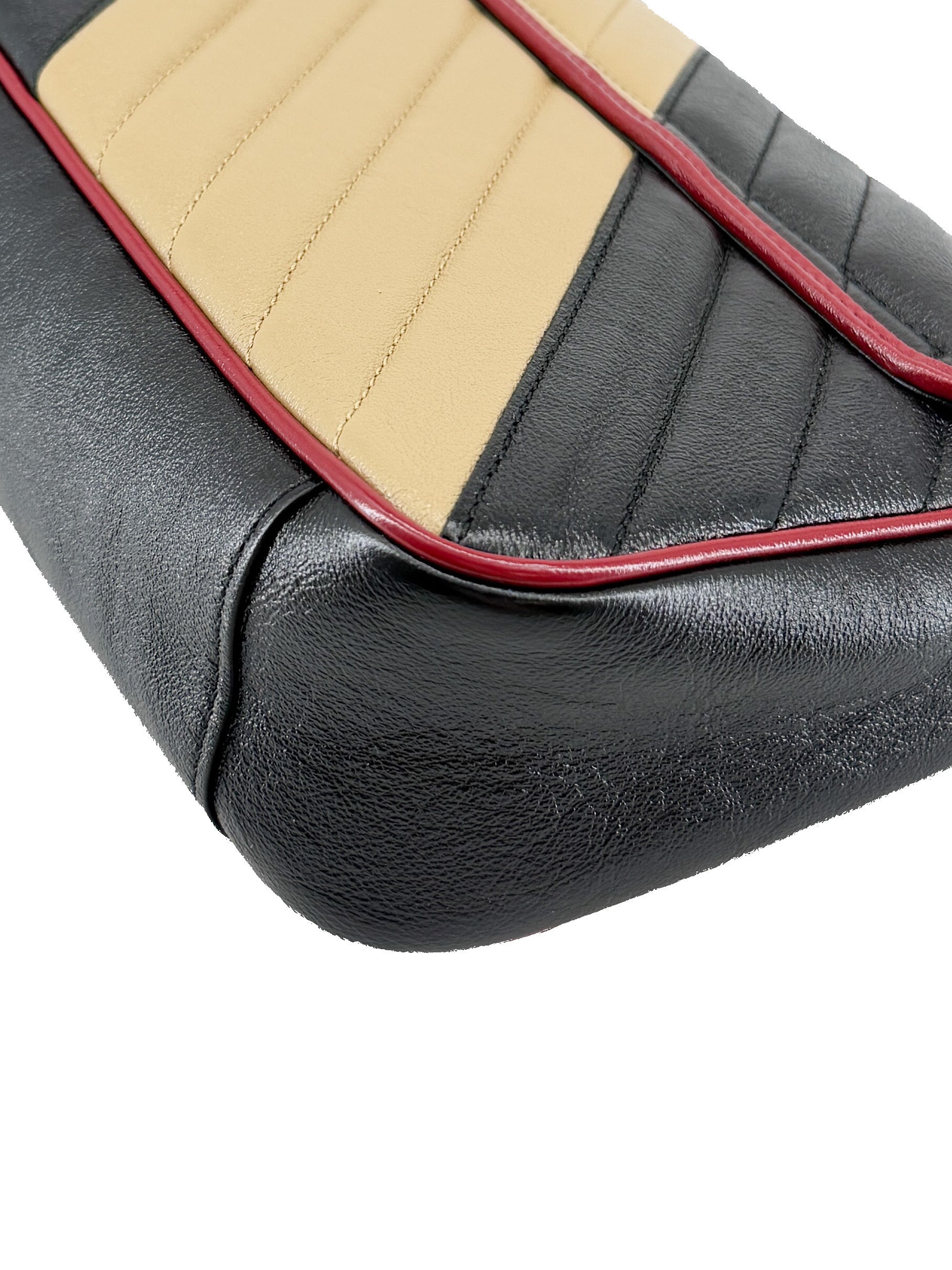 Gucci cream, black GG quilted Marmont flap shoulder bag 443497 520981