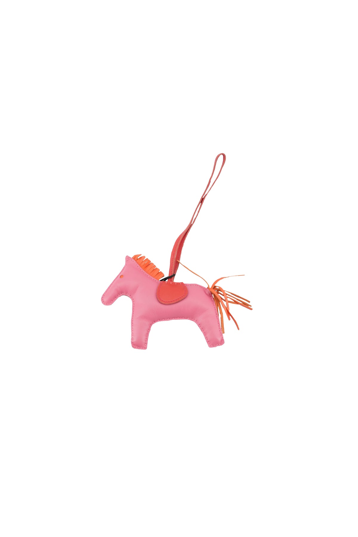 Hermès Milo Lambskin GriGri Rodeo GM Bag Charm Rose Azalee, Orange Poppy, Rouge Indien