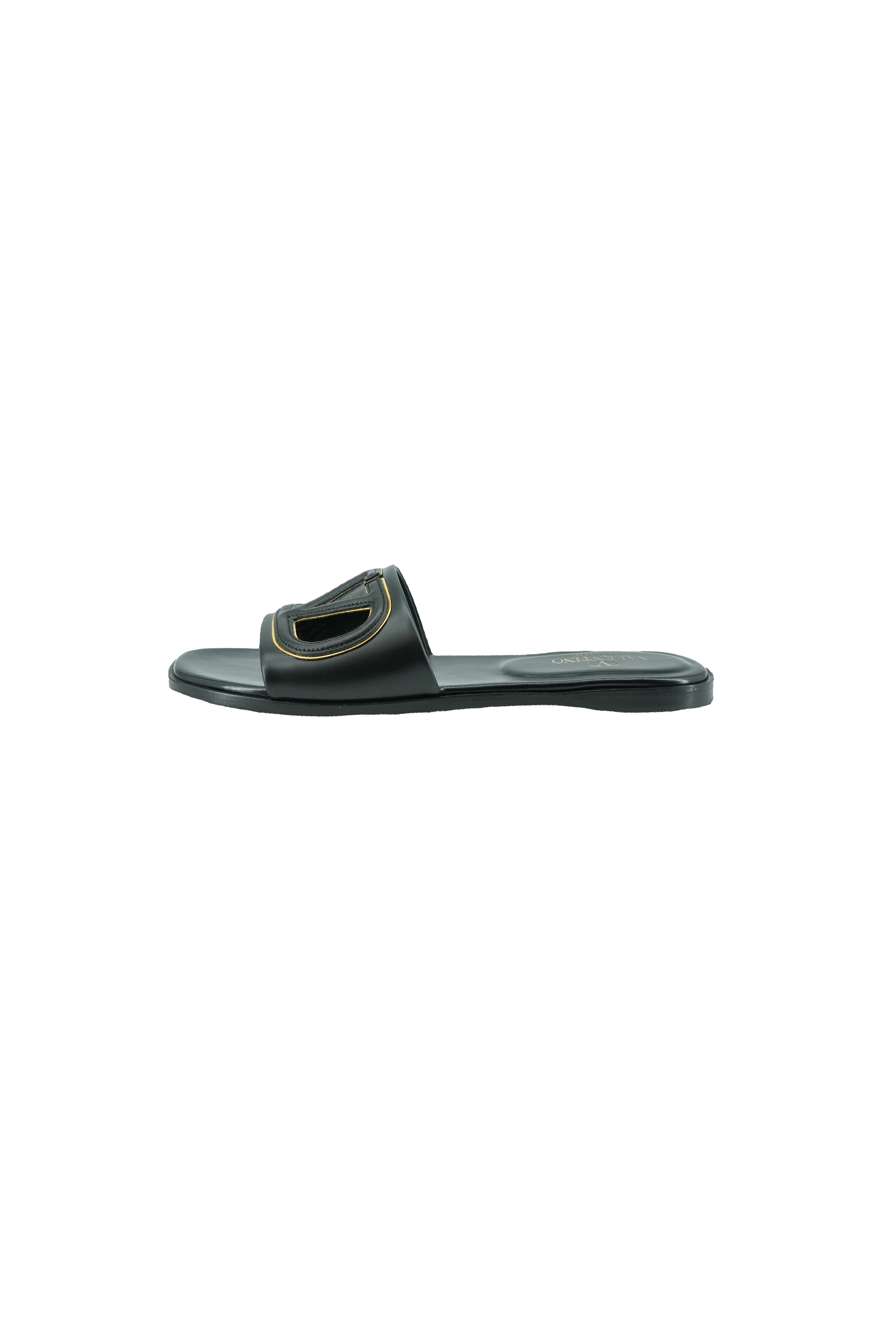 Valentino Garavani black VLogo cutout slides size 37