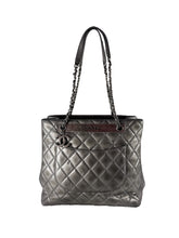 Chanel dark silver quilted large trendy shopping tote  21647644