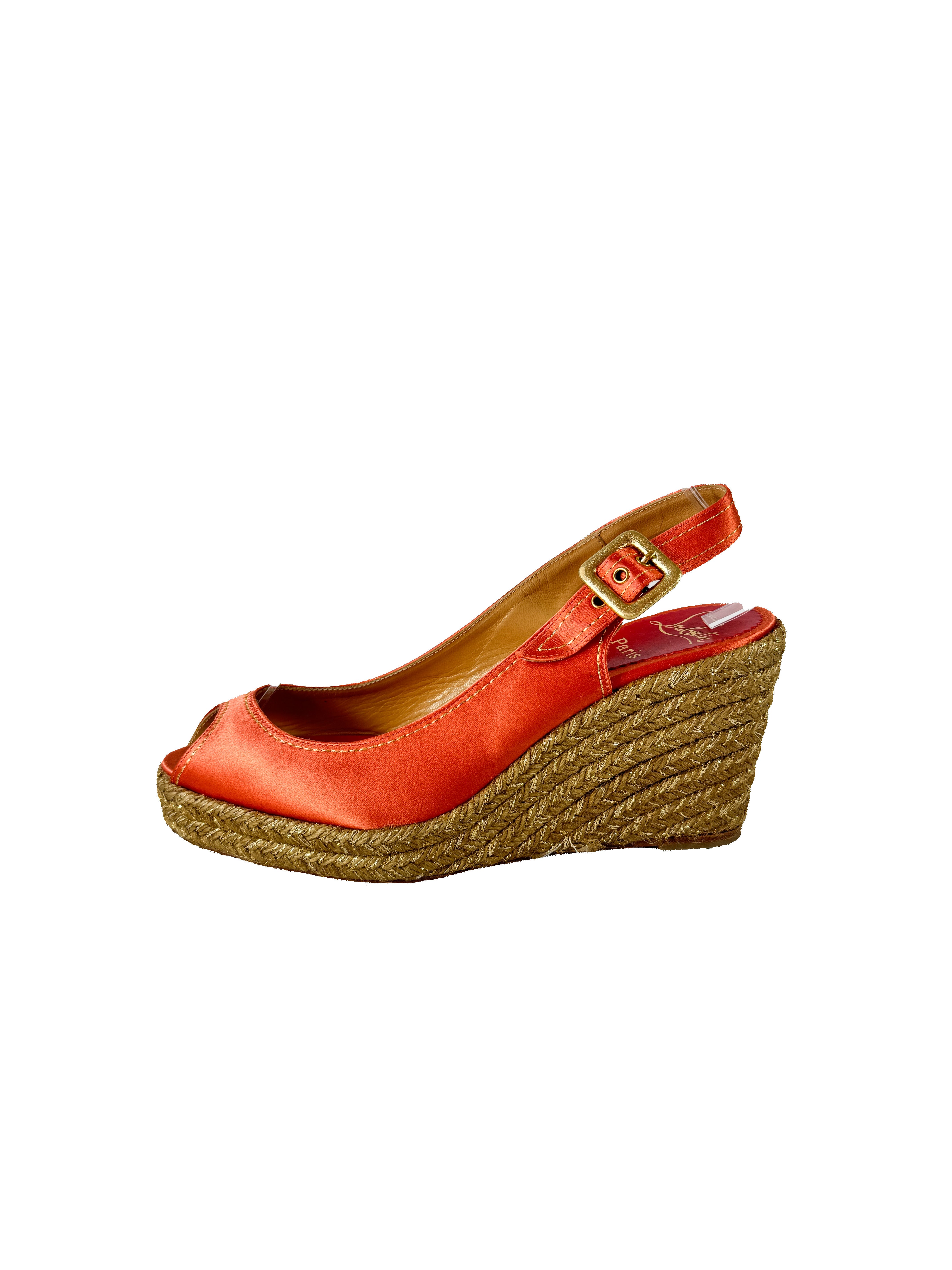 Christian Louboutin coral espadrille wedges size 39 BOX