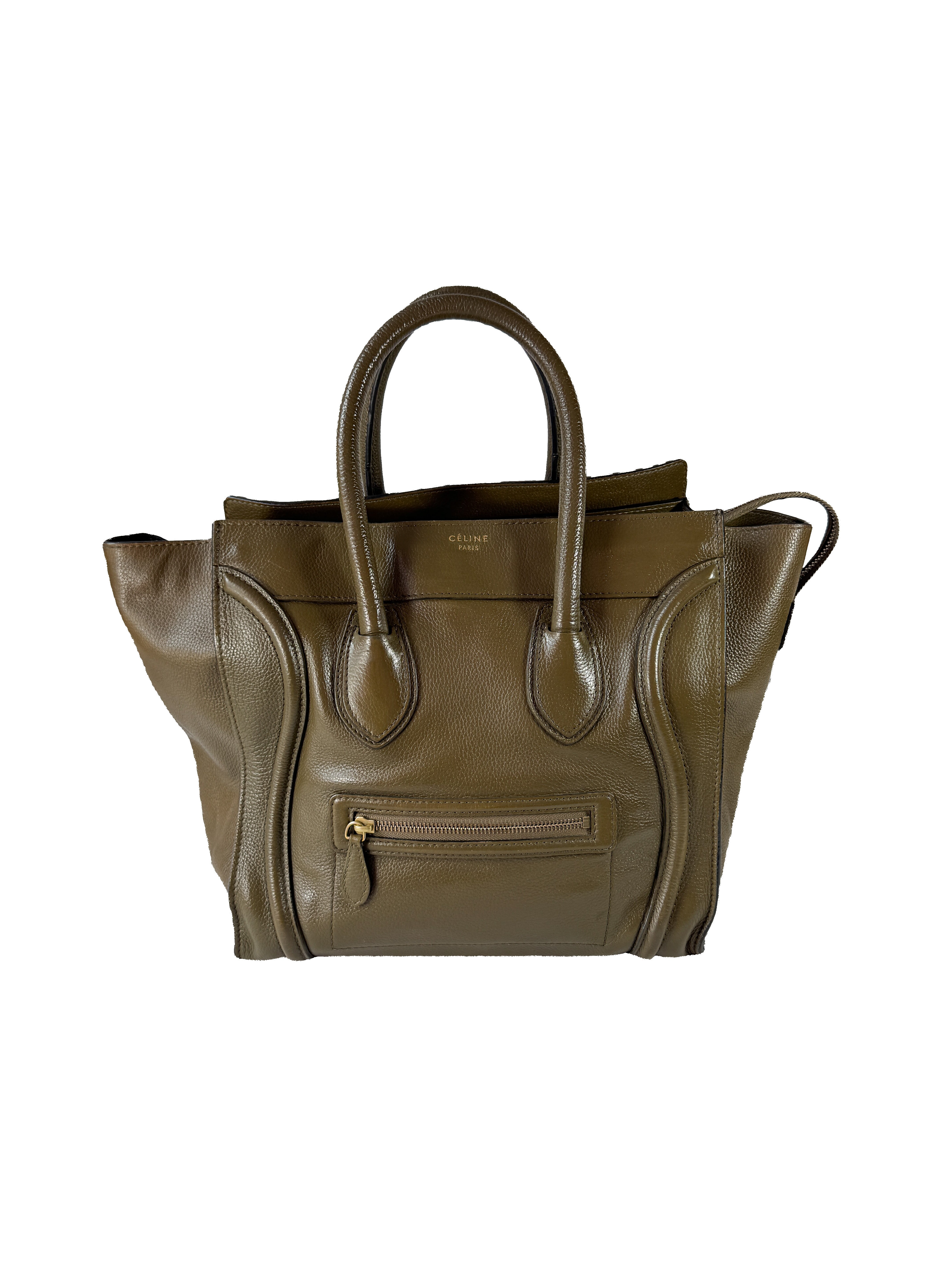 Celine olive leather mini luggage tote S-PA-1121