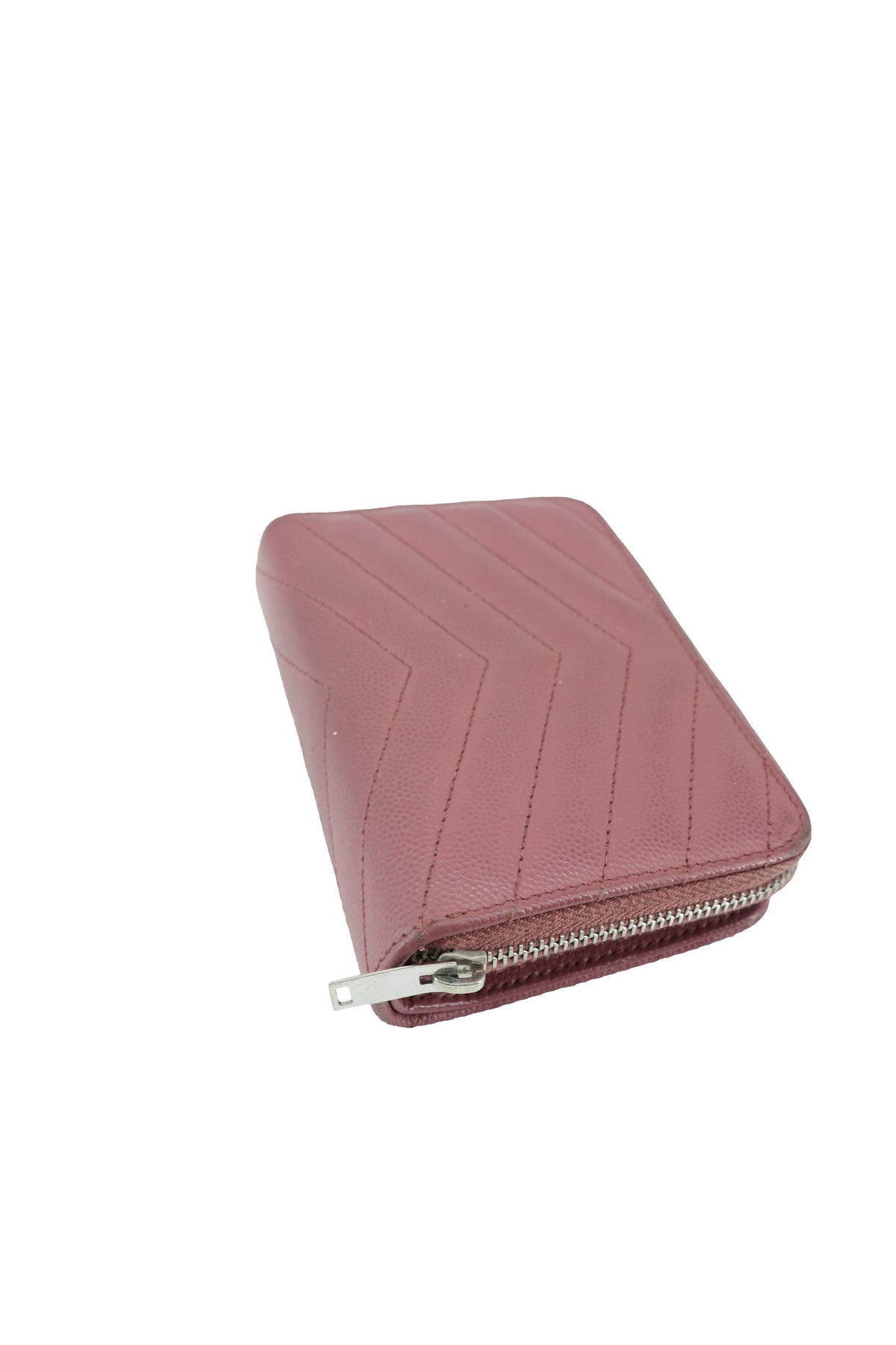 Saint Laurent pink quilted Cassandre compact wallet 0617