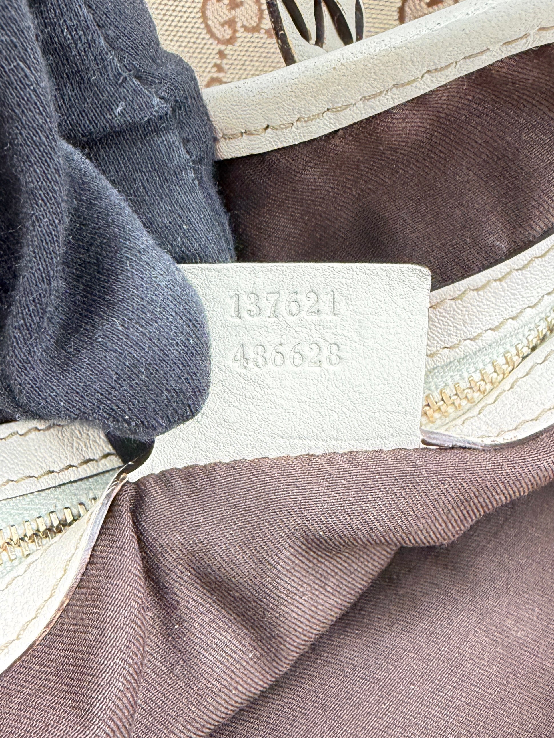 Gucci brown white signature Pelham medium shoulder bag 137621 486628