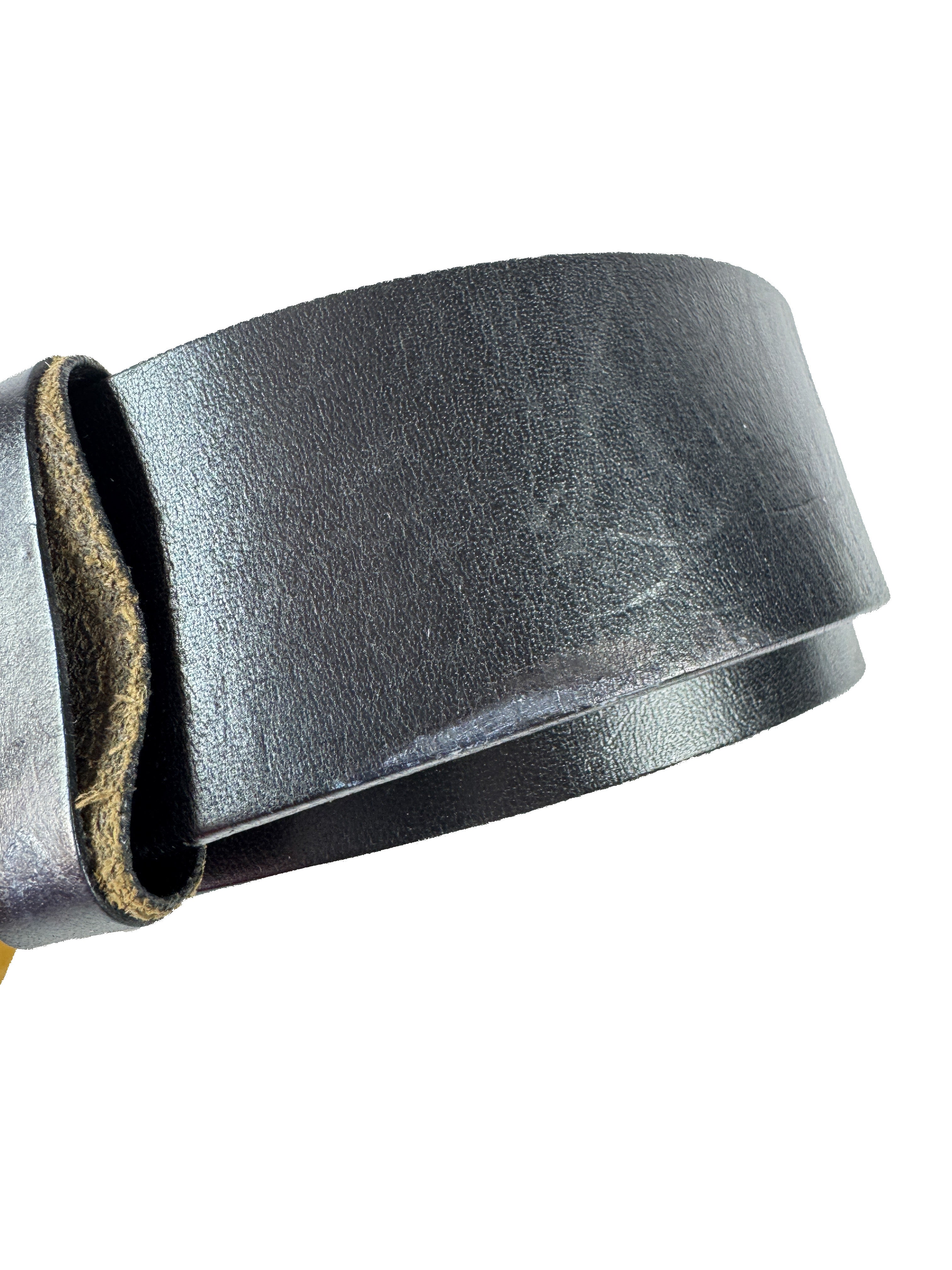 Gucci black leather G horse head belt size 85 201785