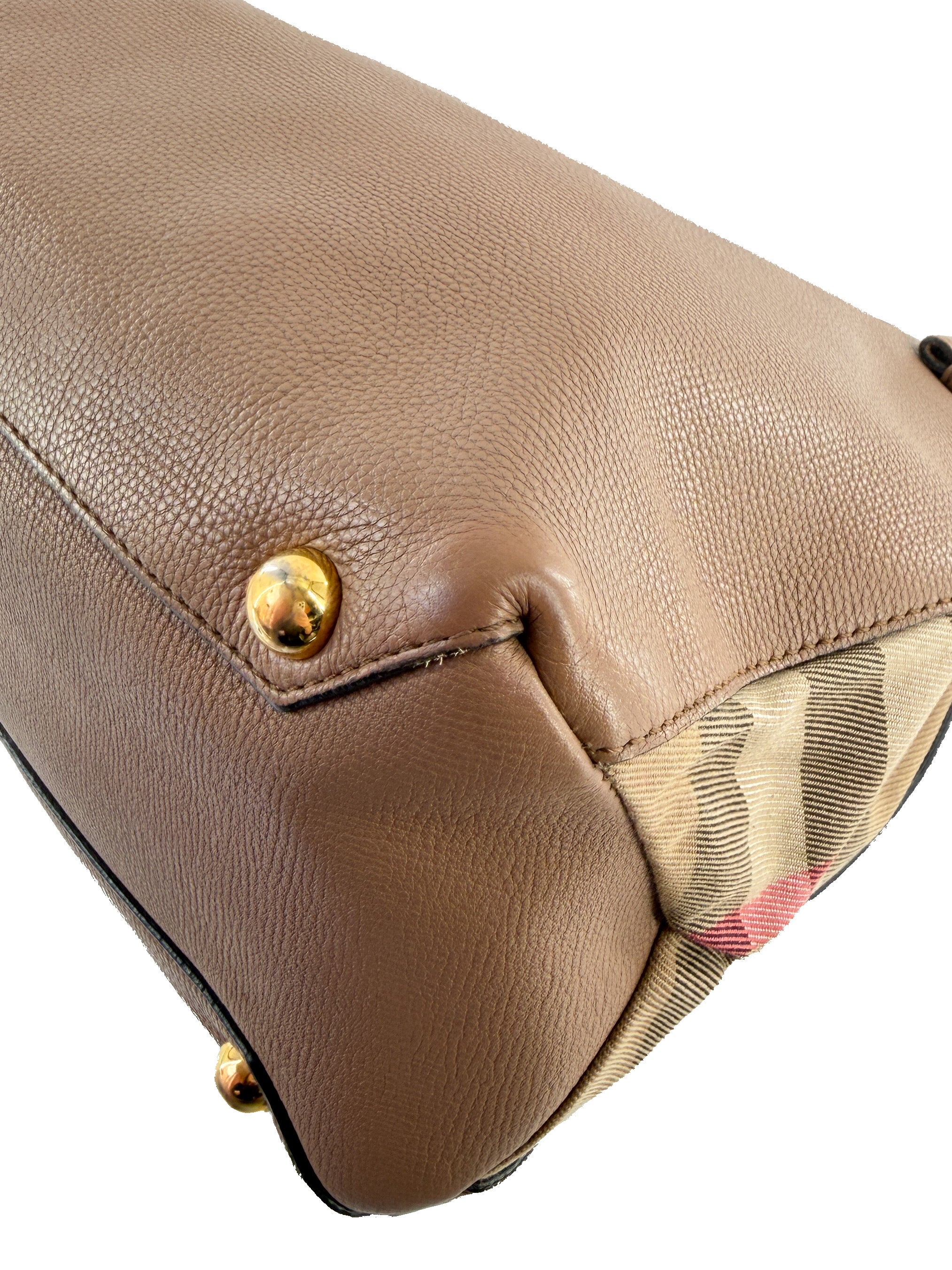 Burberry brown leather medium Banner check tote