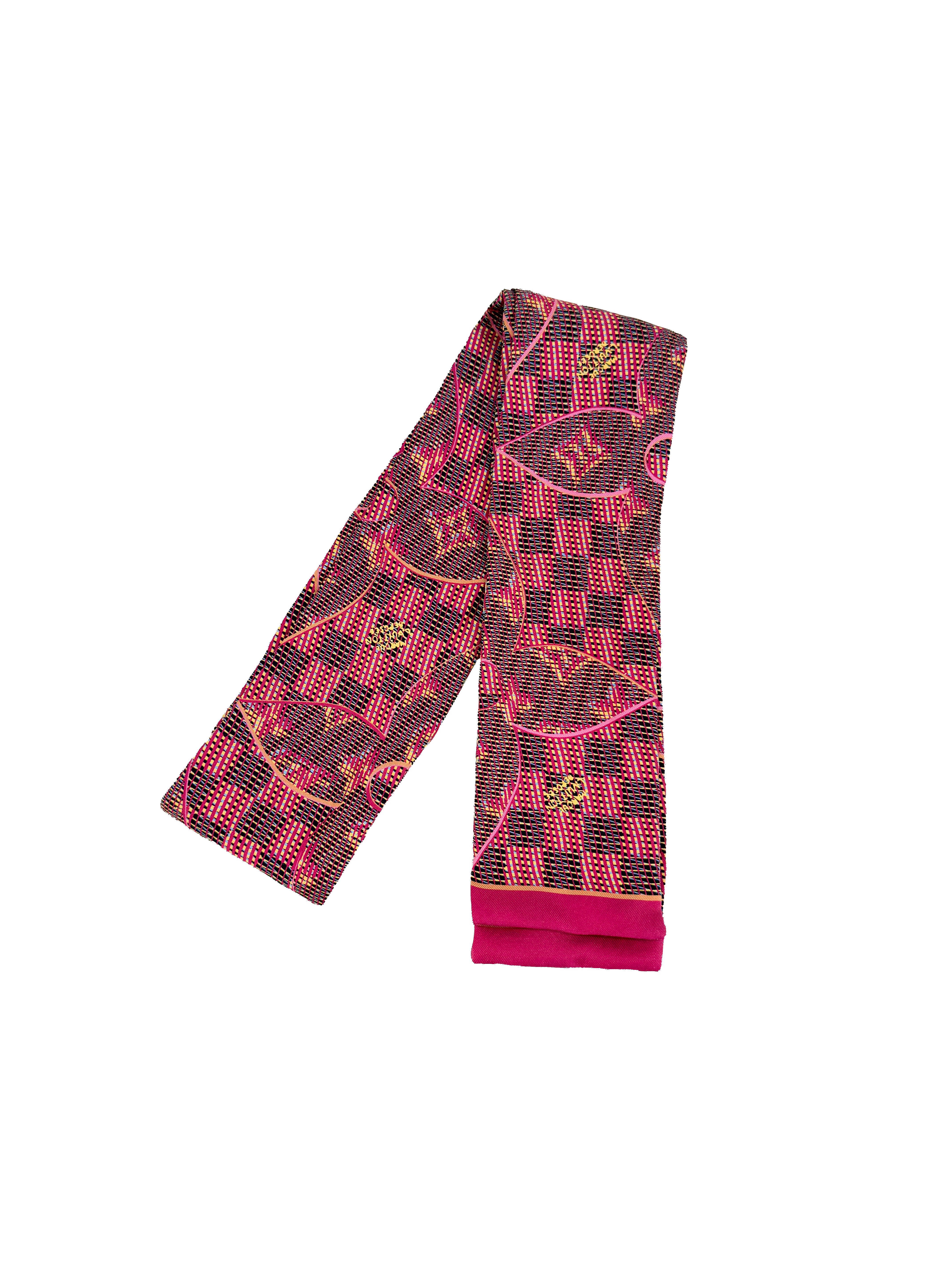 Louis Vuitton pink damier pop print bandeau twilly