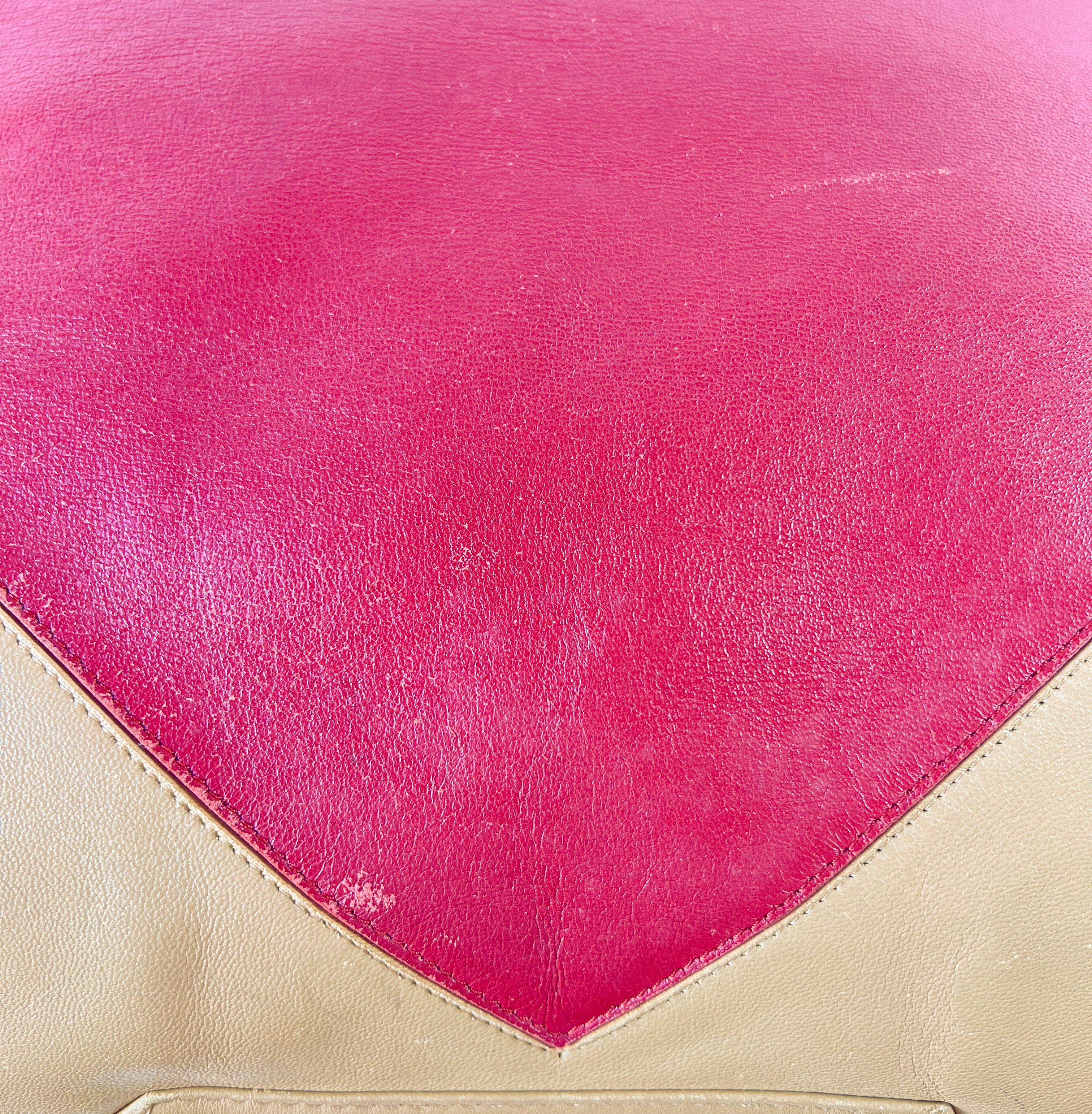 Celine Cabas vertical red/beige leather tote FGA0153