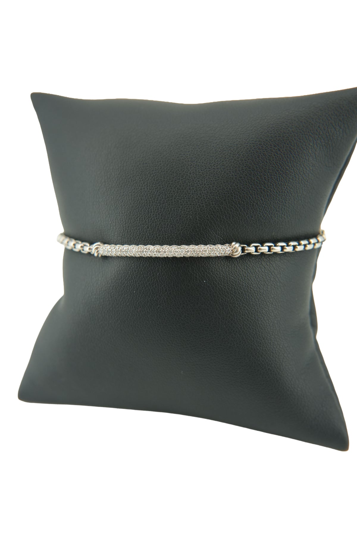 David Yurman sterling silver diamond Petite Metro bar box link bracelet