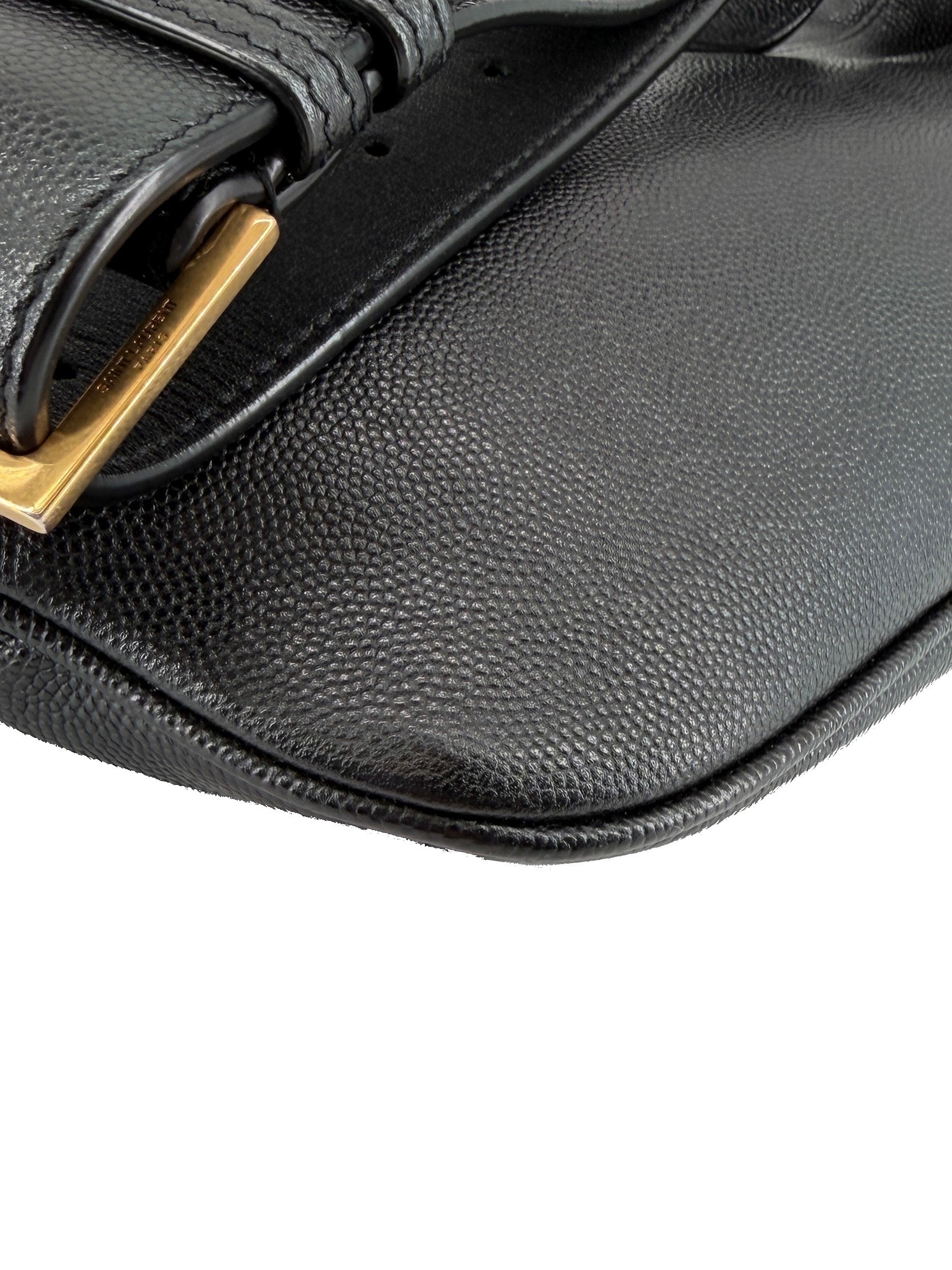 Saint Laurent black Cassandre grain de poudre monogram belt bag FLY509959-0322