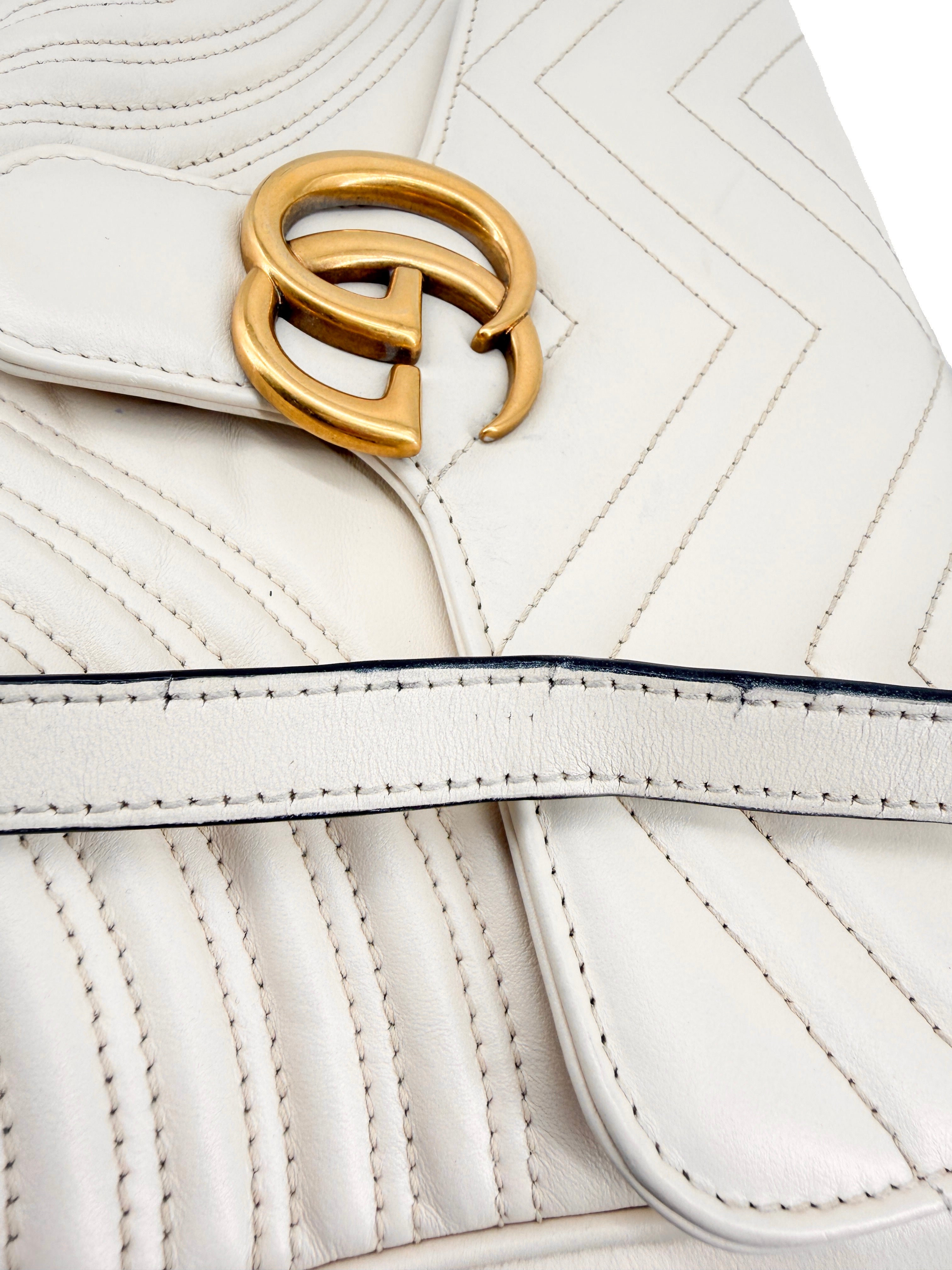 Gucci off white Marmont small top handle bag 498110-204991