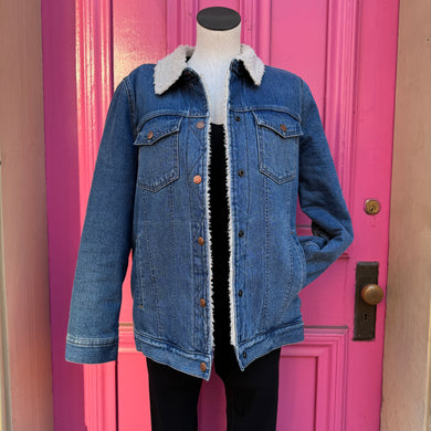 Madewell denim shearling jacket size M