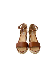 Valentino Garavani brown leather Rockstud wedges size 40 retail $890