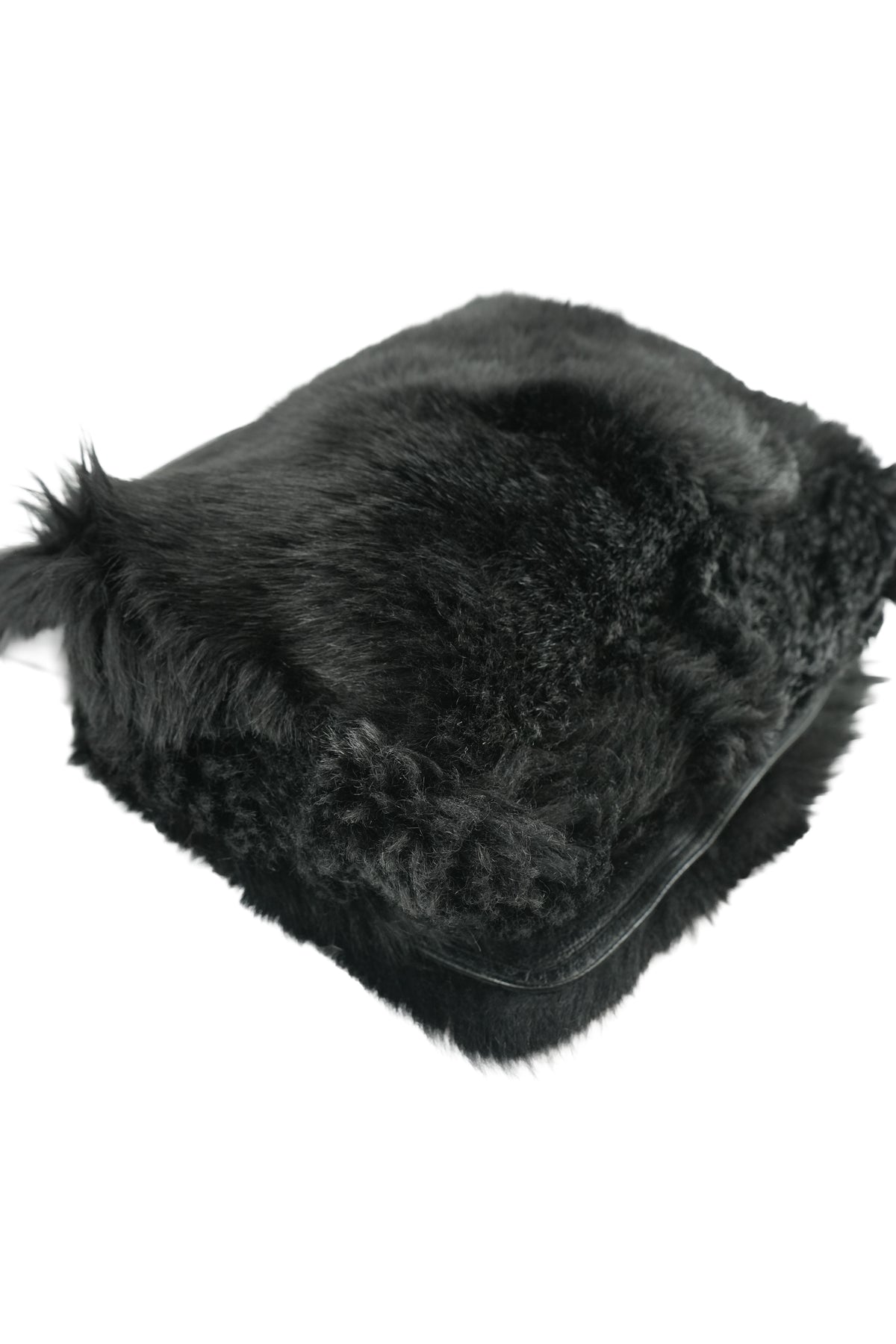 Gucci black fur messenger crossbody 001-1033-1935