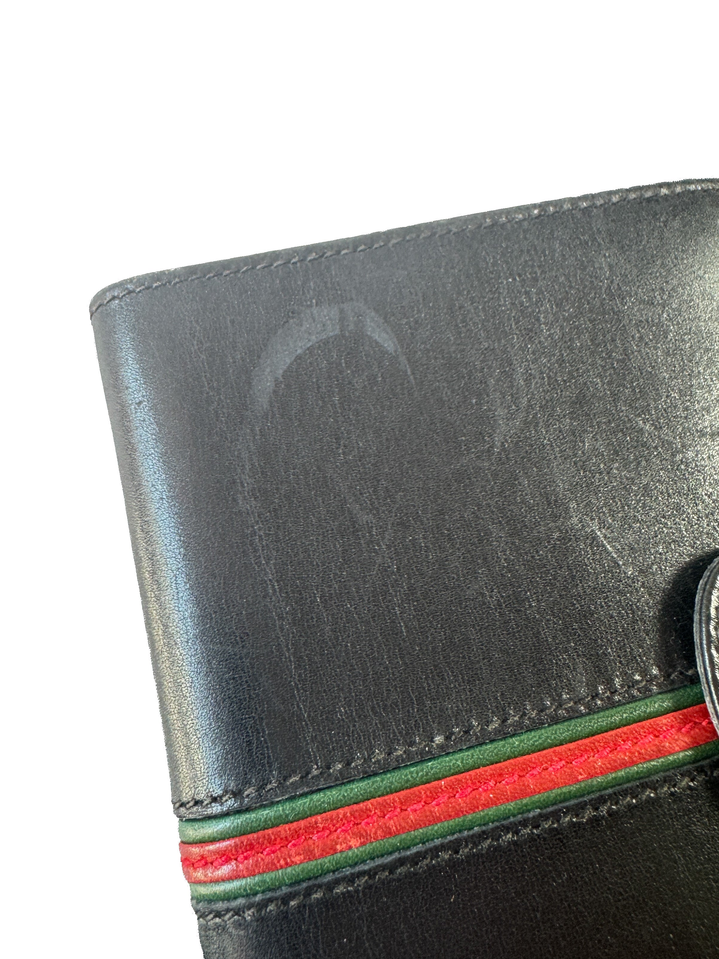 Gucci black sherry line vintage leather wallet 035-904-0161