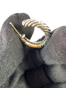 David Yurman sterling silver & yellow gold metro cable hoops