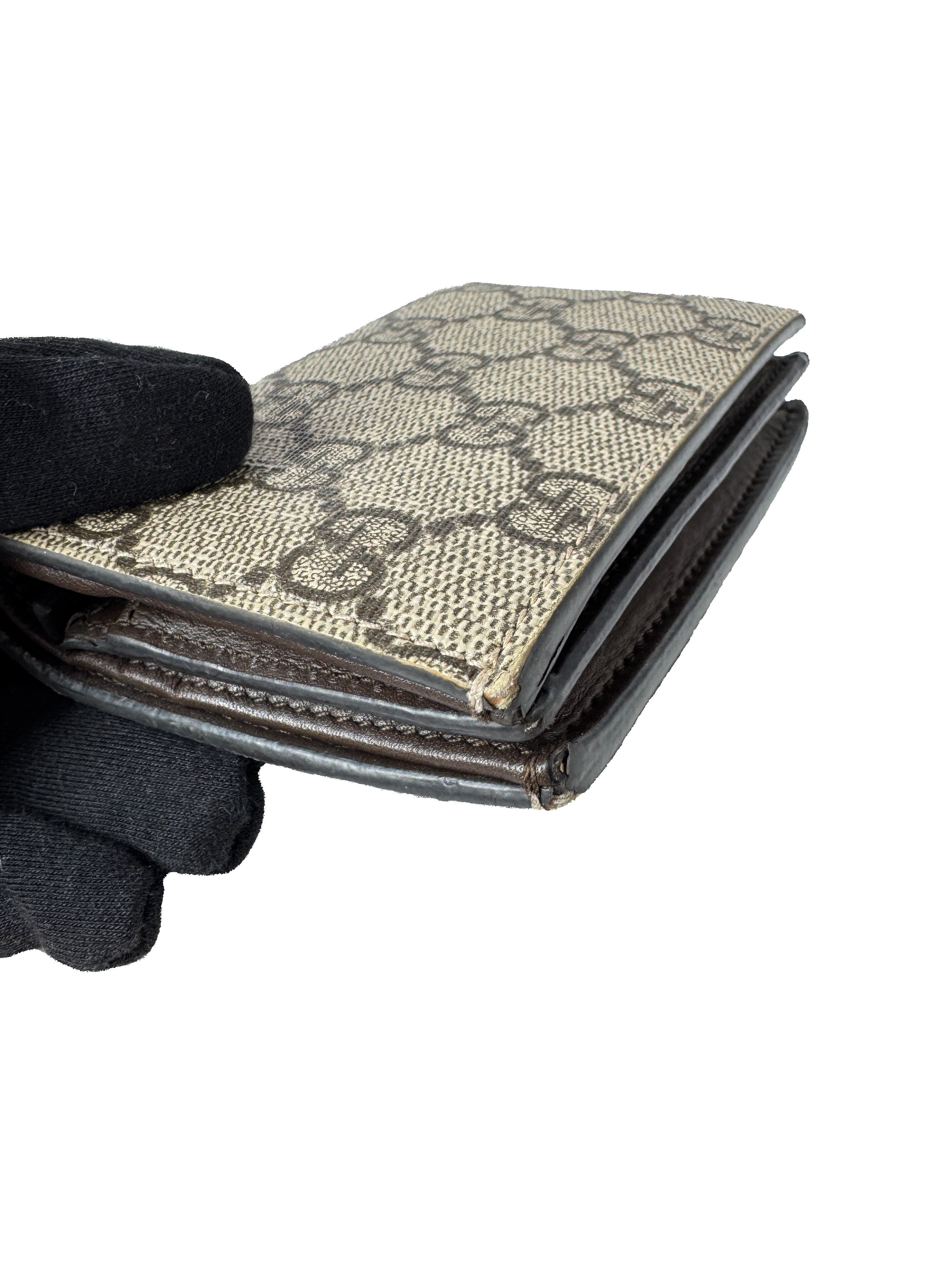 Gucci brown signature GG coated canvas compact wallet 525040 BOX *as is*