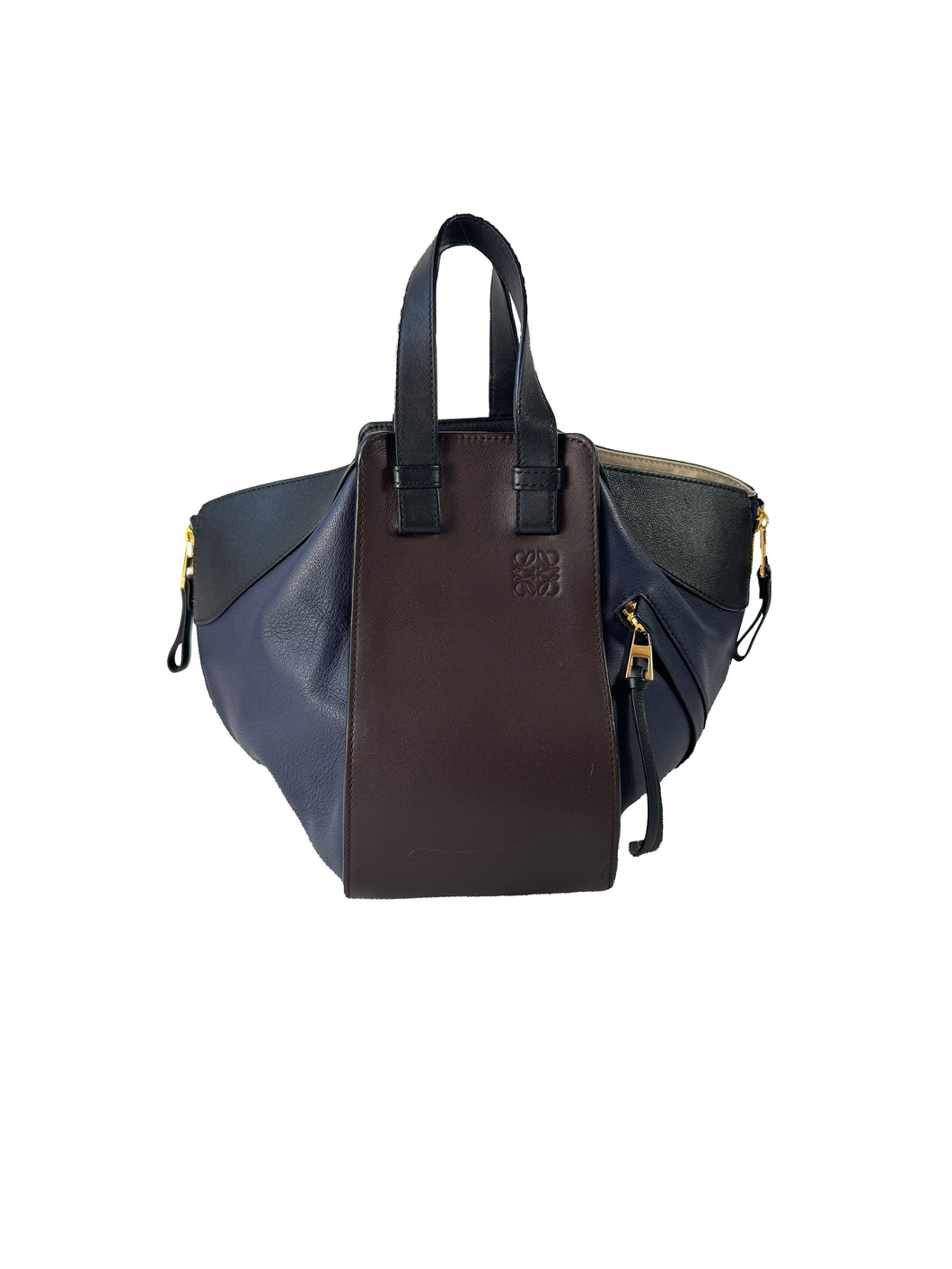 Loewe tri color navy, black, brown leather small Hammock bag  262023