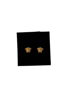 Versace small Medusa gold tone stud earrings retail $295