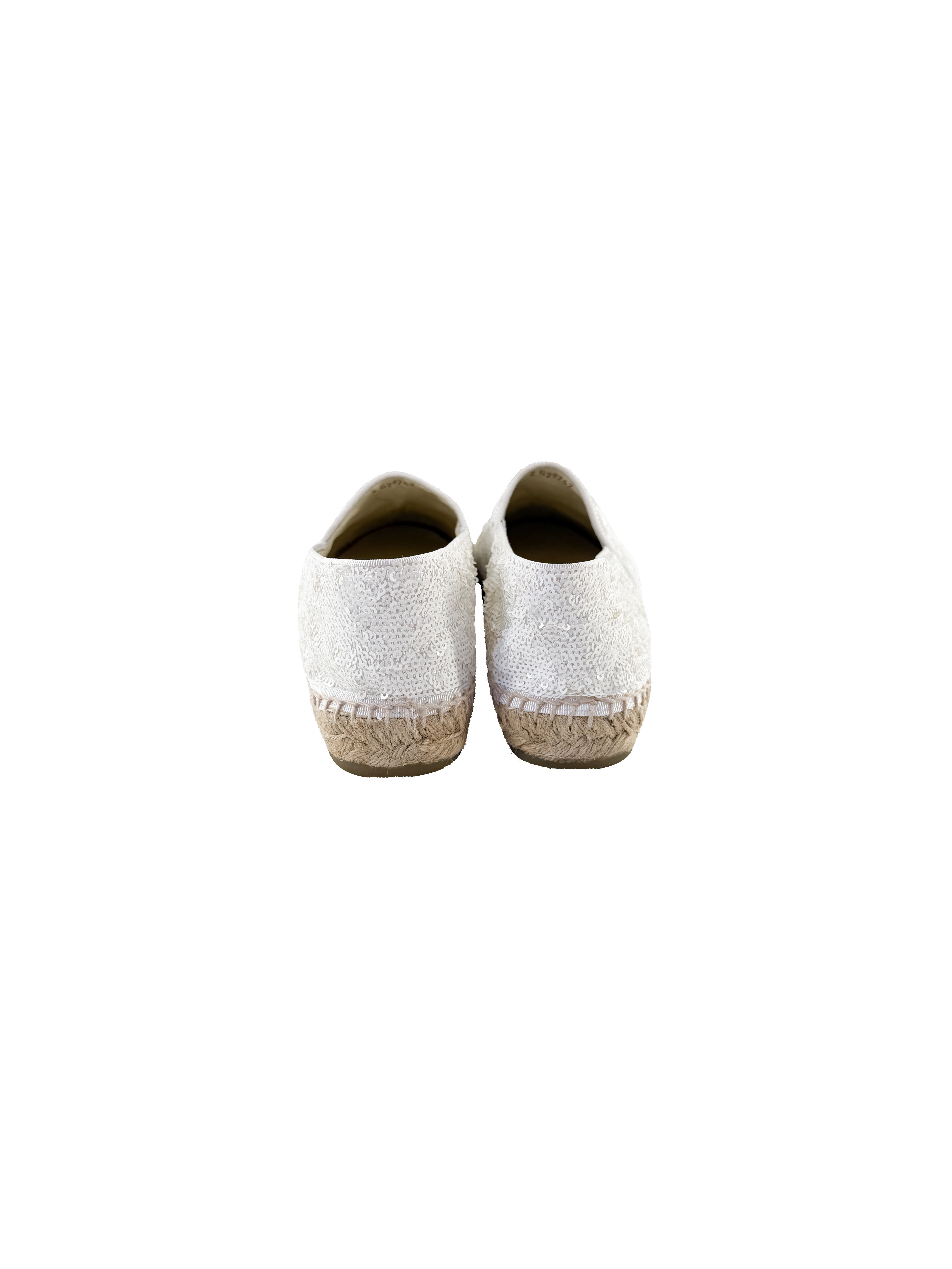 Chanel white sequined espadrilles size 42  BOX