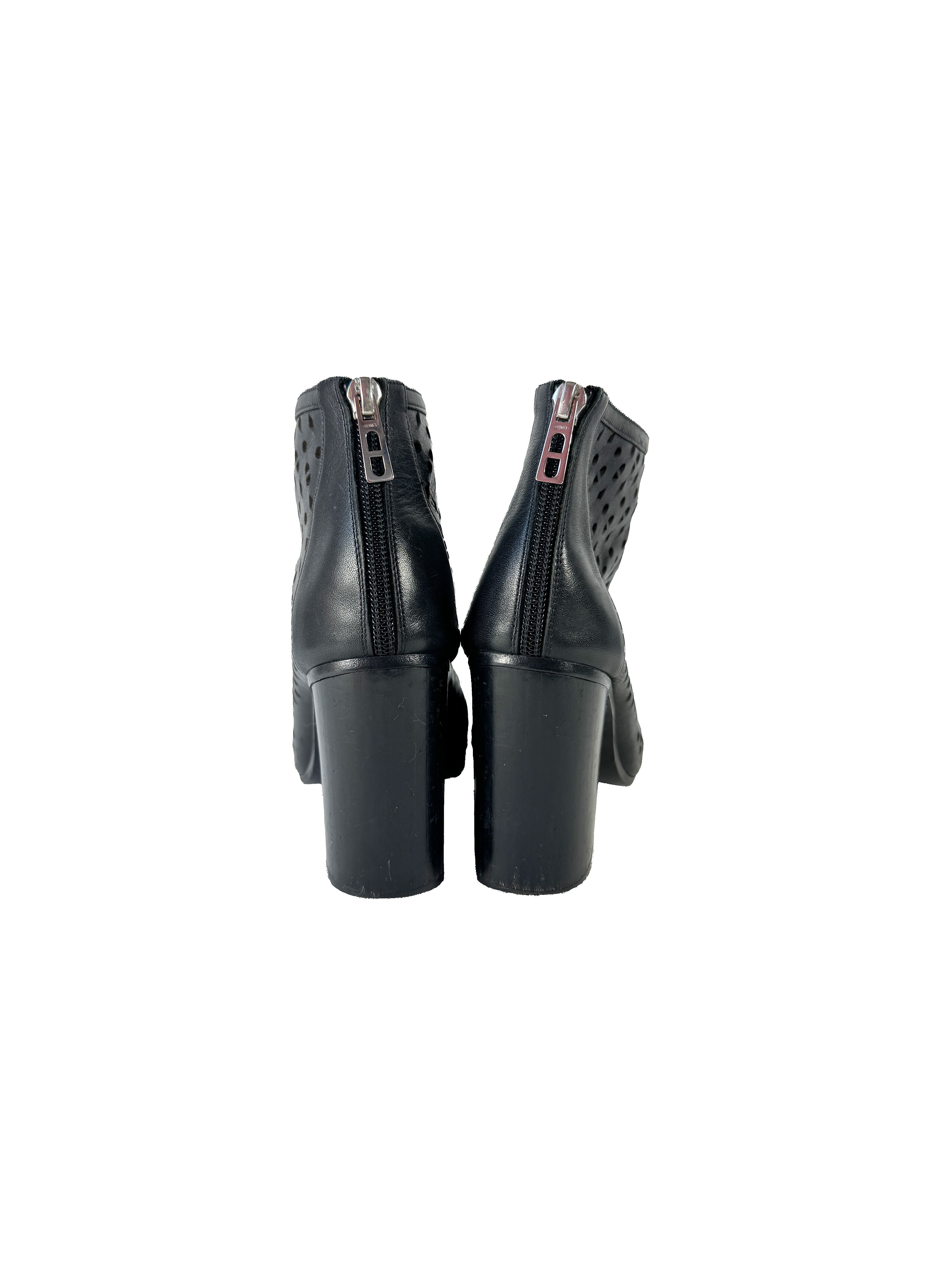Hermès black leather Milady laser cut booties size 37 (7)