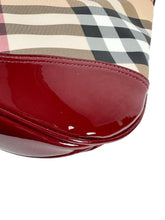Burberry red patent leather Nova Brook medium hobo NWT