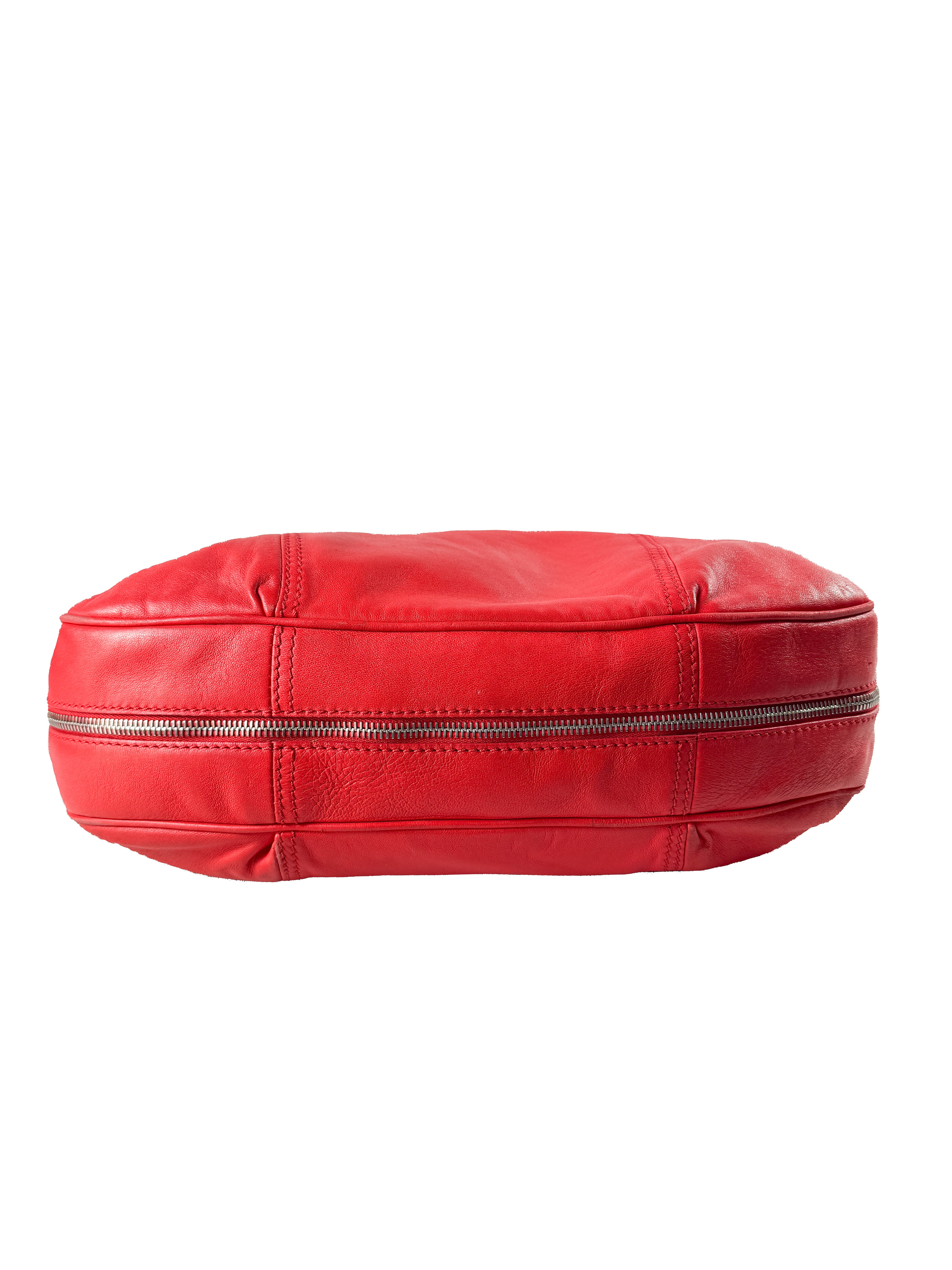 Versace red leather shoulder bag