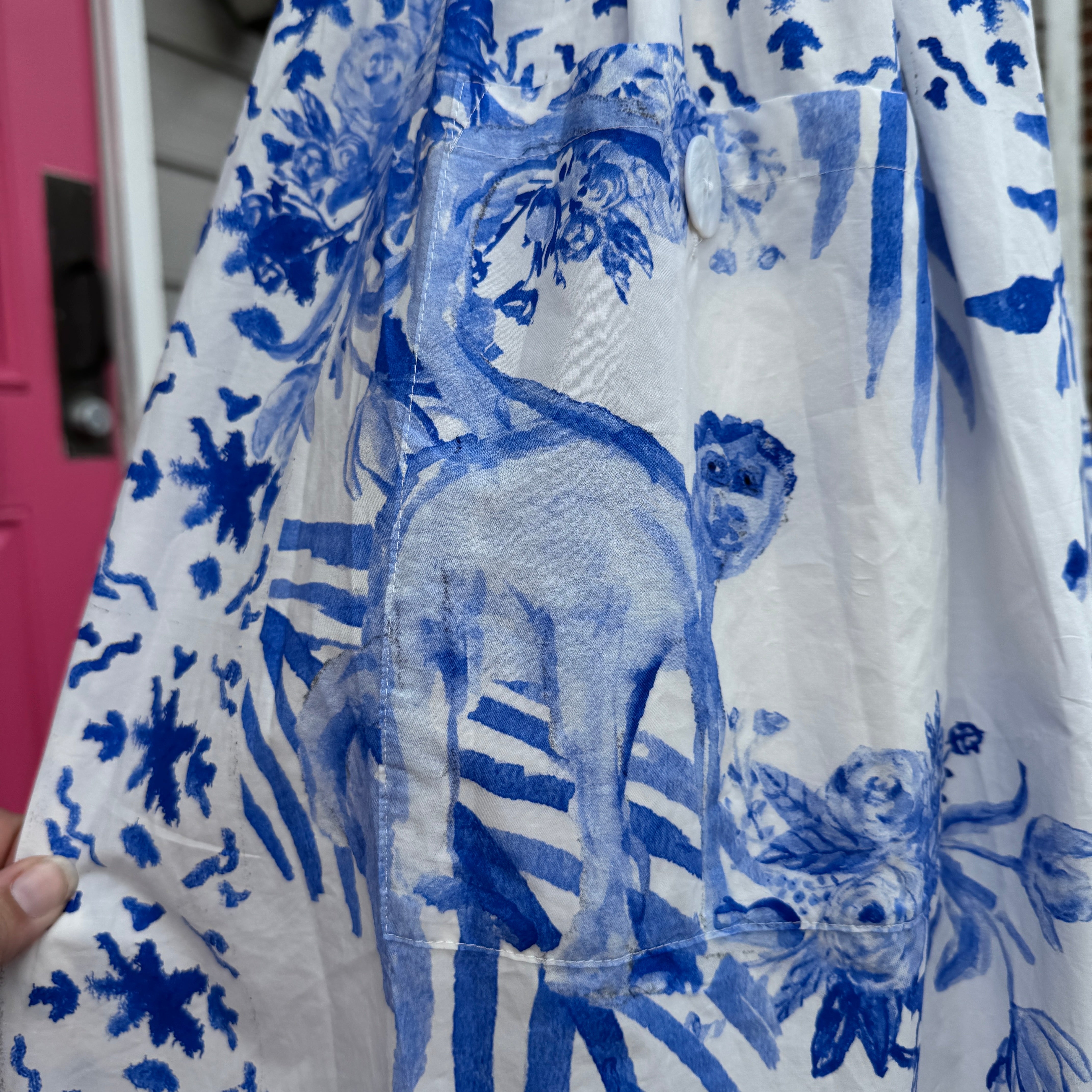 Tuckernuck blue white animal print tank dress size XXL NWT