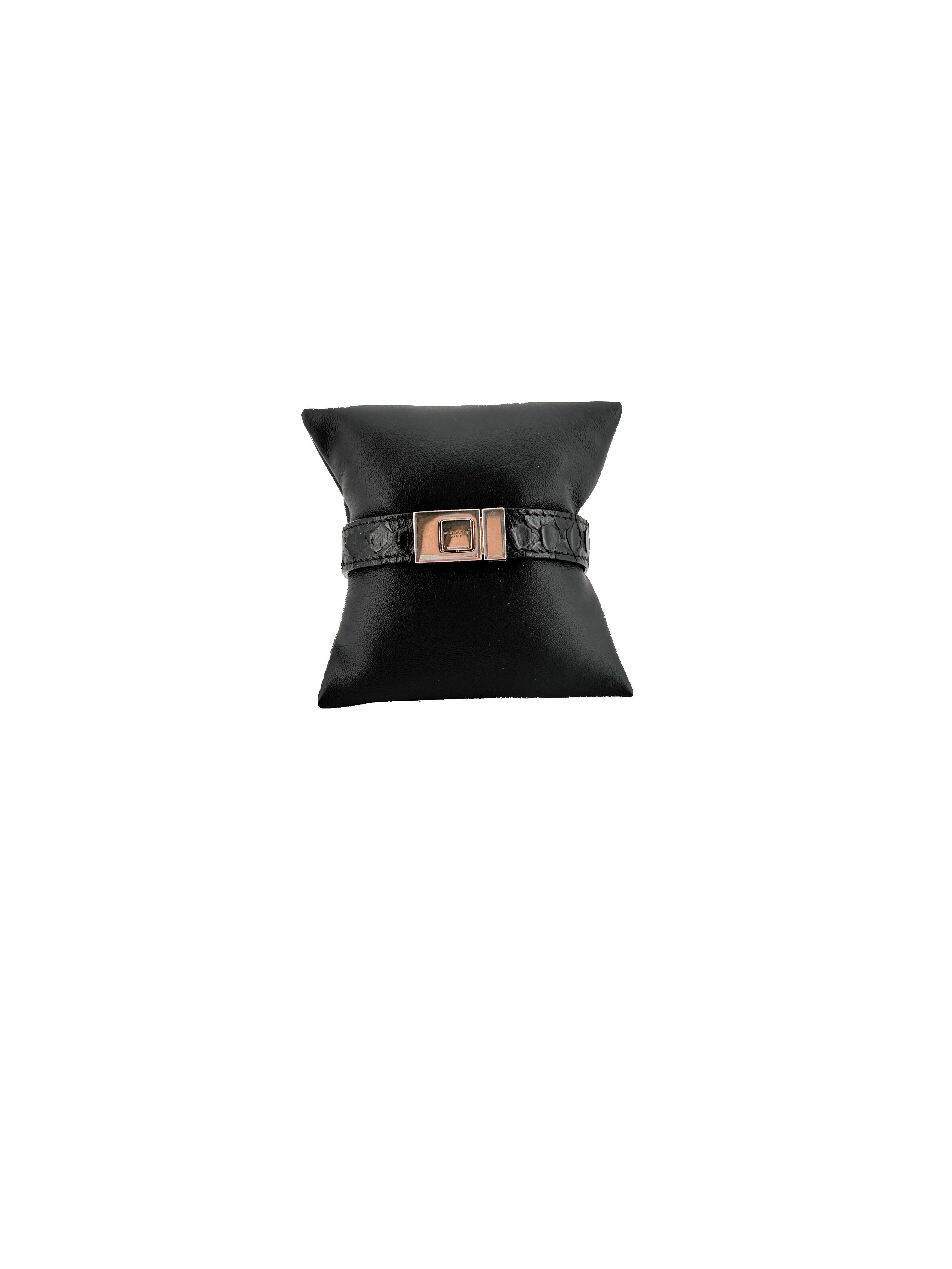 Saint Laurent black leather Classic 3 Clous bracelet
