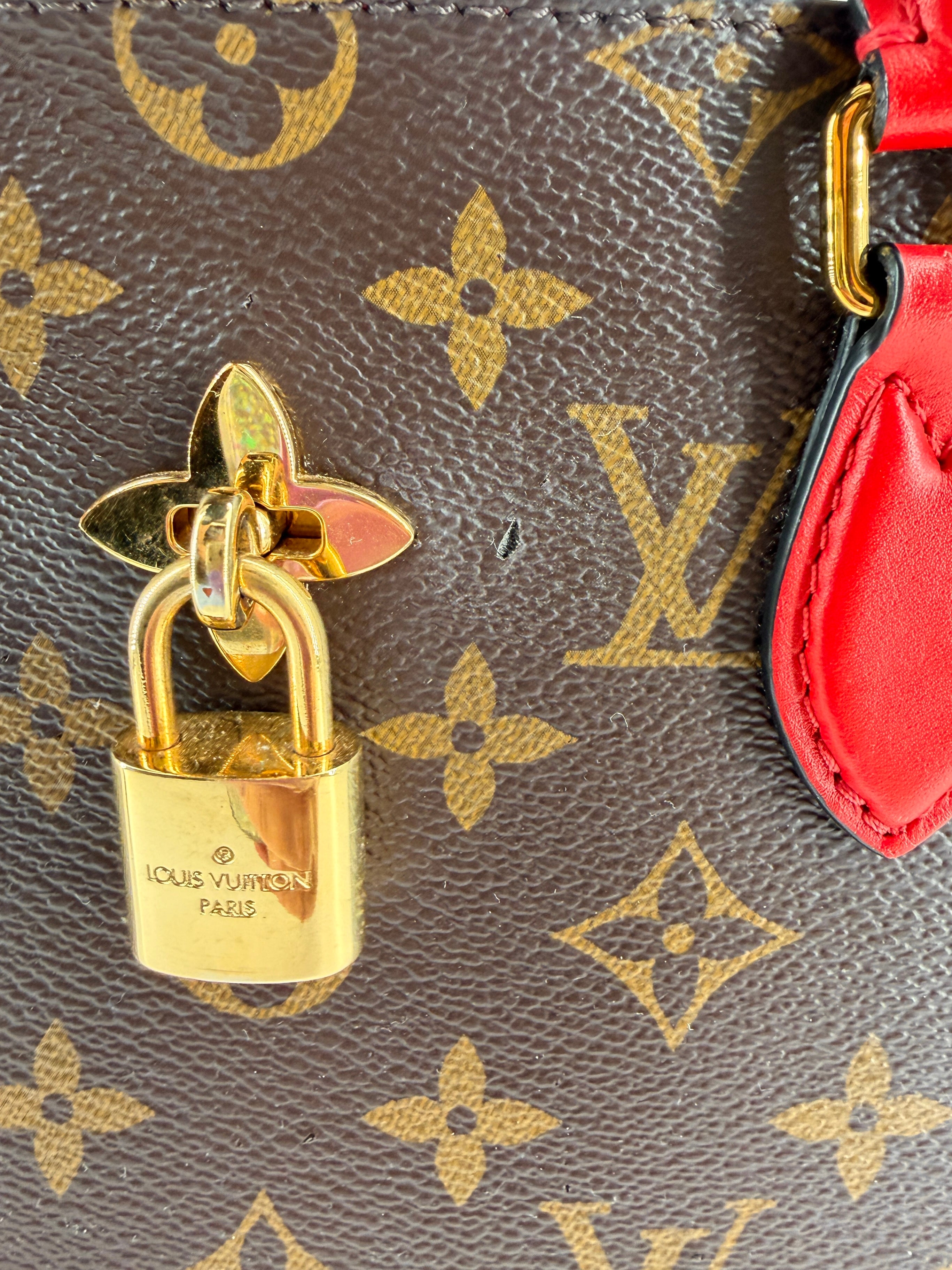 Louis Vuitton monogram red Flower tote SD1179