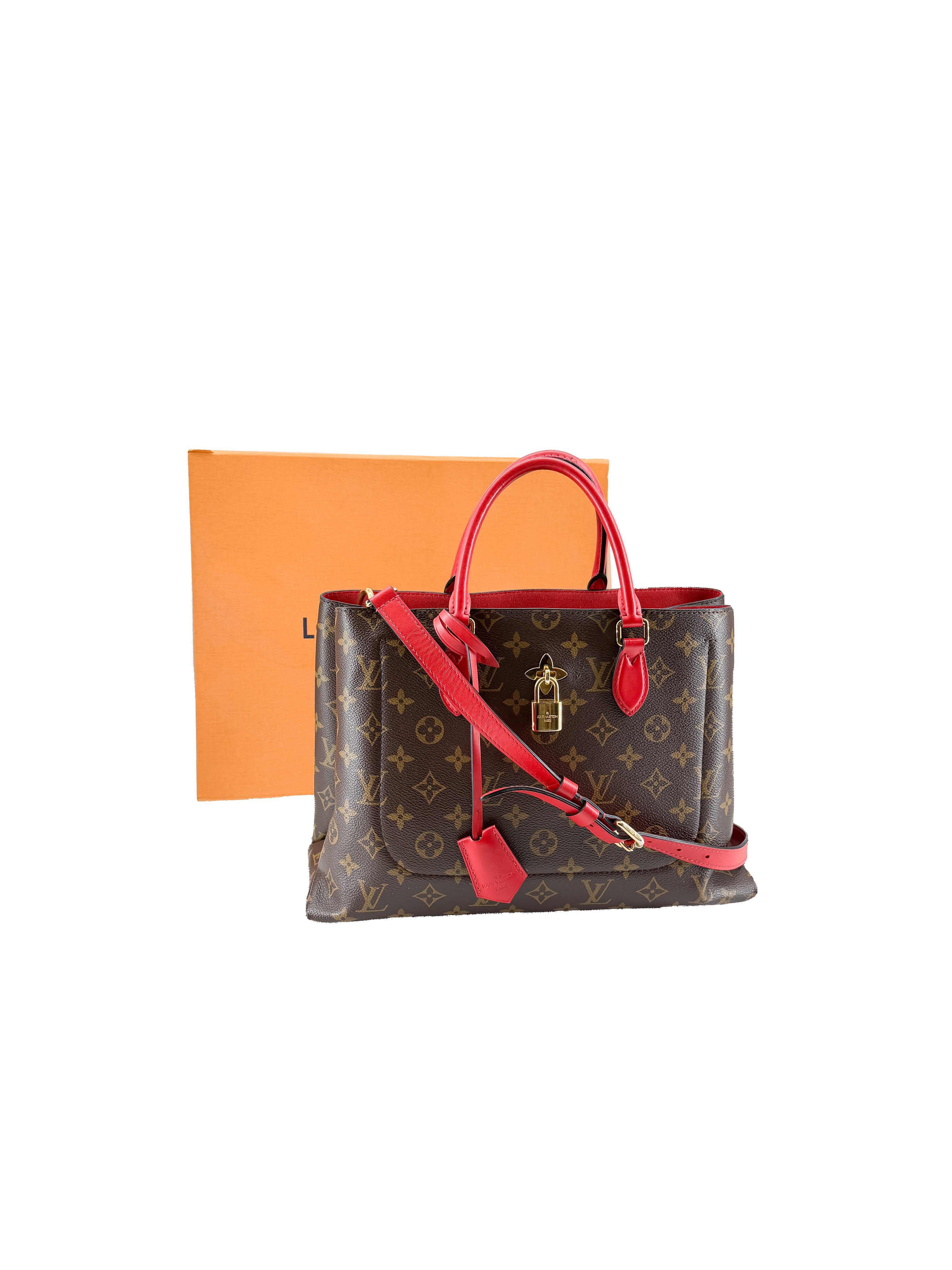 Louis Vuitton monogram red Flower tote SD1179