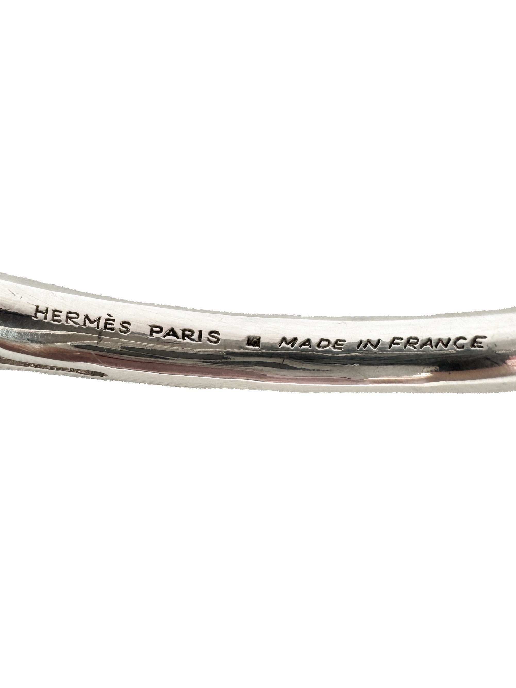 Hermès silver tone Galop cheval bangle