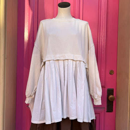 Free People cream faux layered sweatshirt size XS