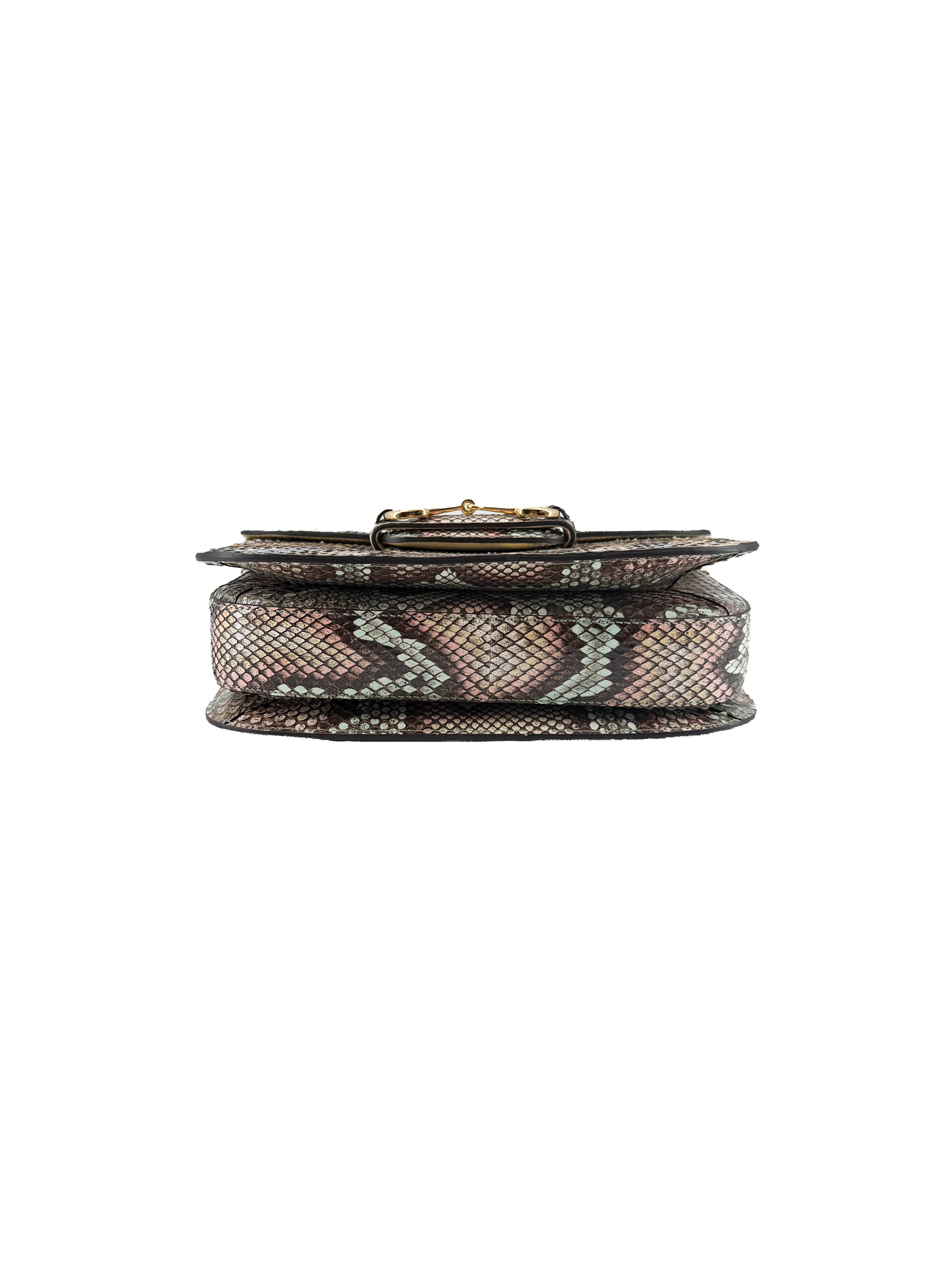 Gucci Snakeskin Horsebit 1955 Shoulder Bag Multicolor 602204-525040