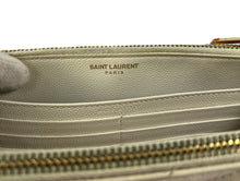 Saint Laurent off white Grain De Poudre Matelasse Chevron Double Zip Wallet