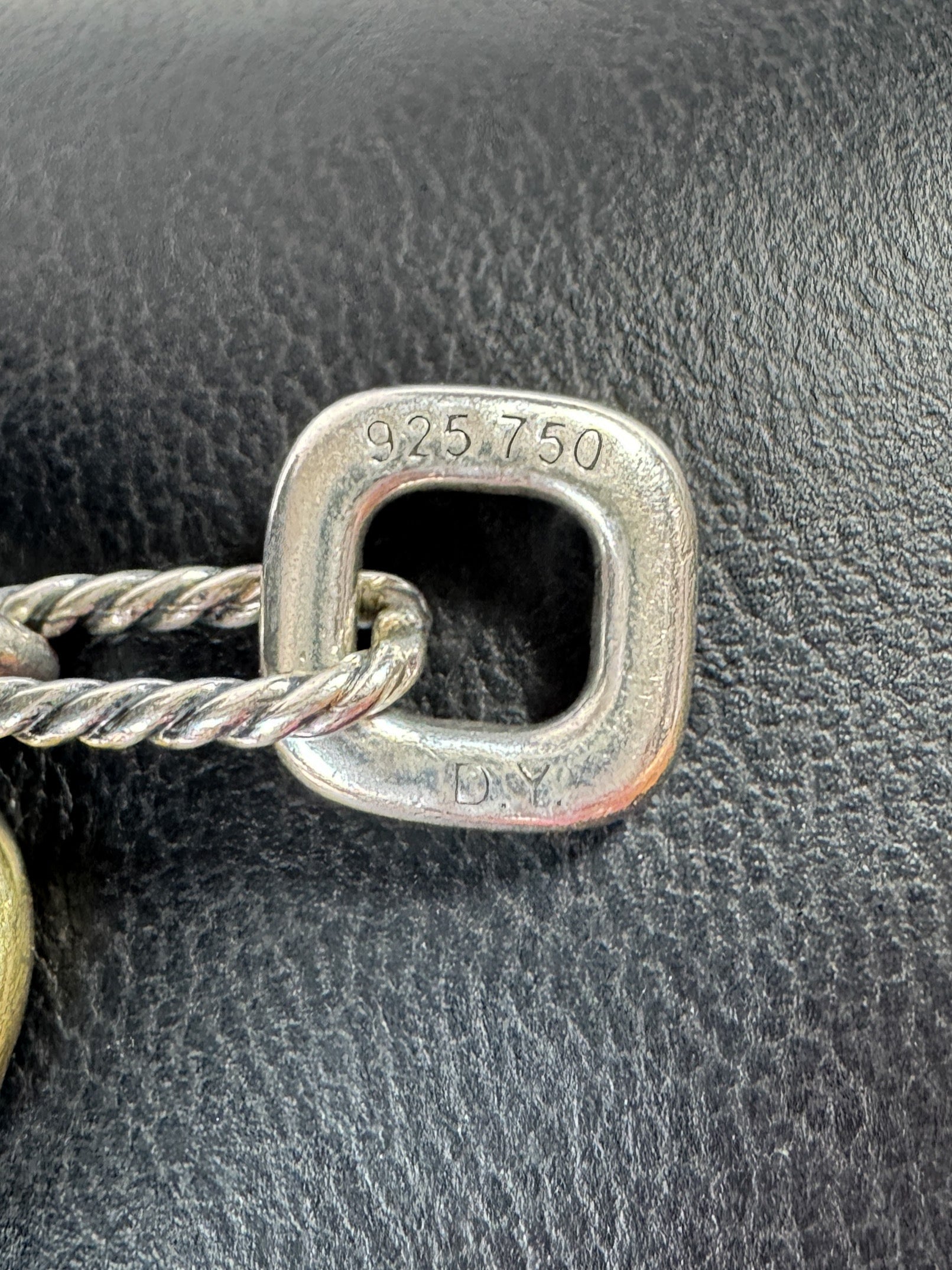 David Yurman sterling silver 14k Figaro heart charm bracelet