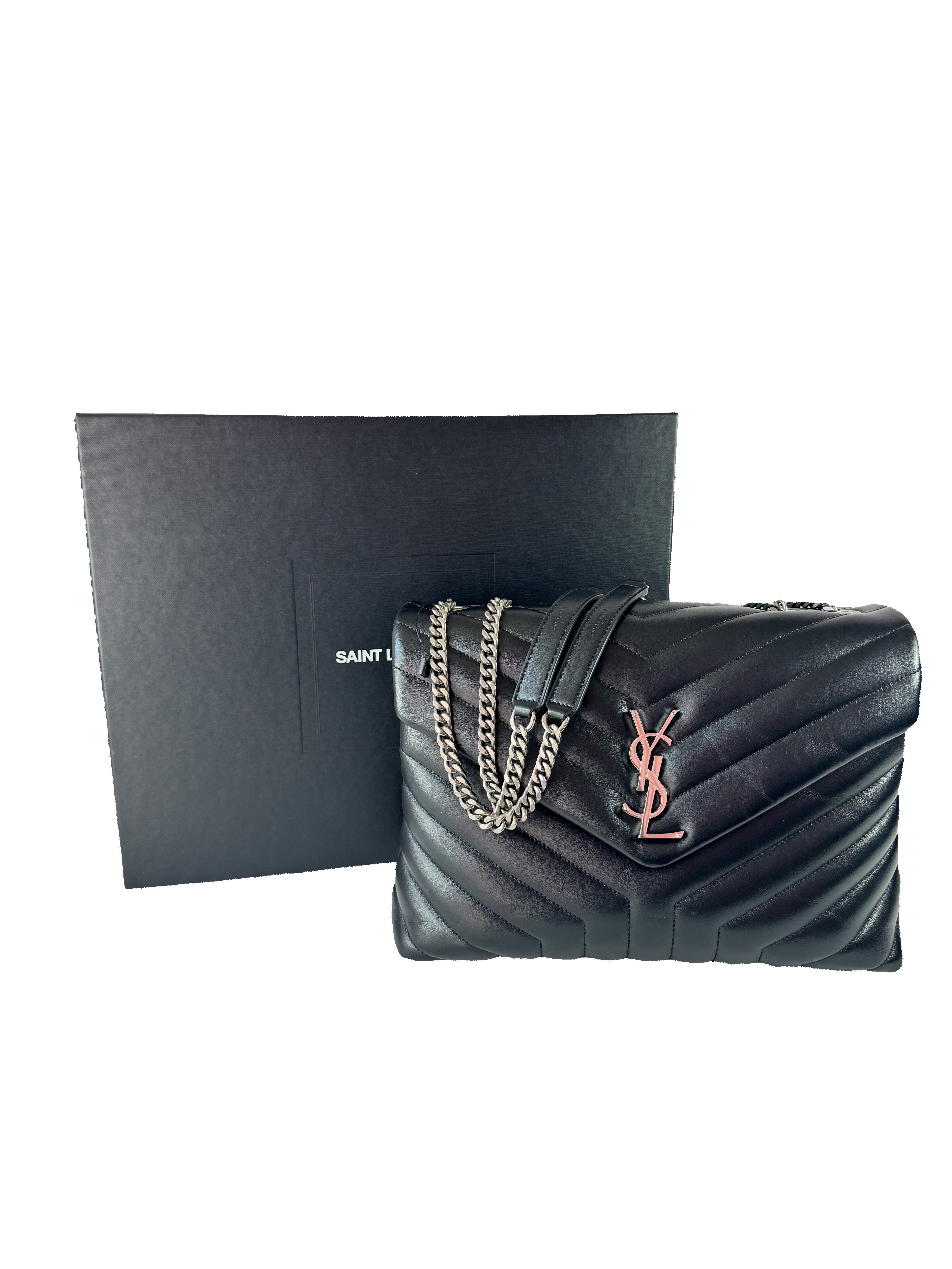 Saint Laurent Medium LouLou Black Matelasse Shoulder Bag AIM374946-0721