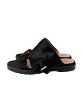Hugo Boss black satin sandals size 38