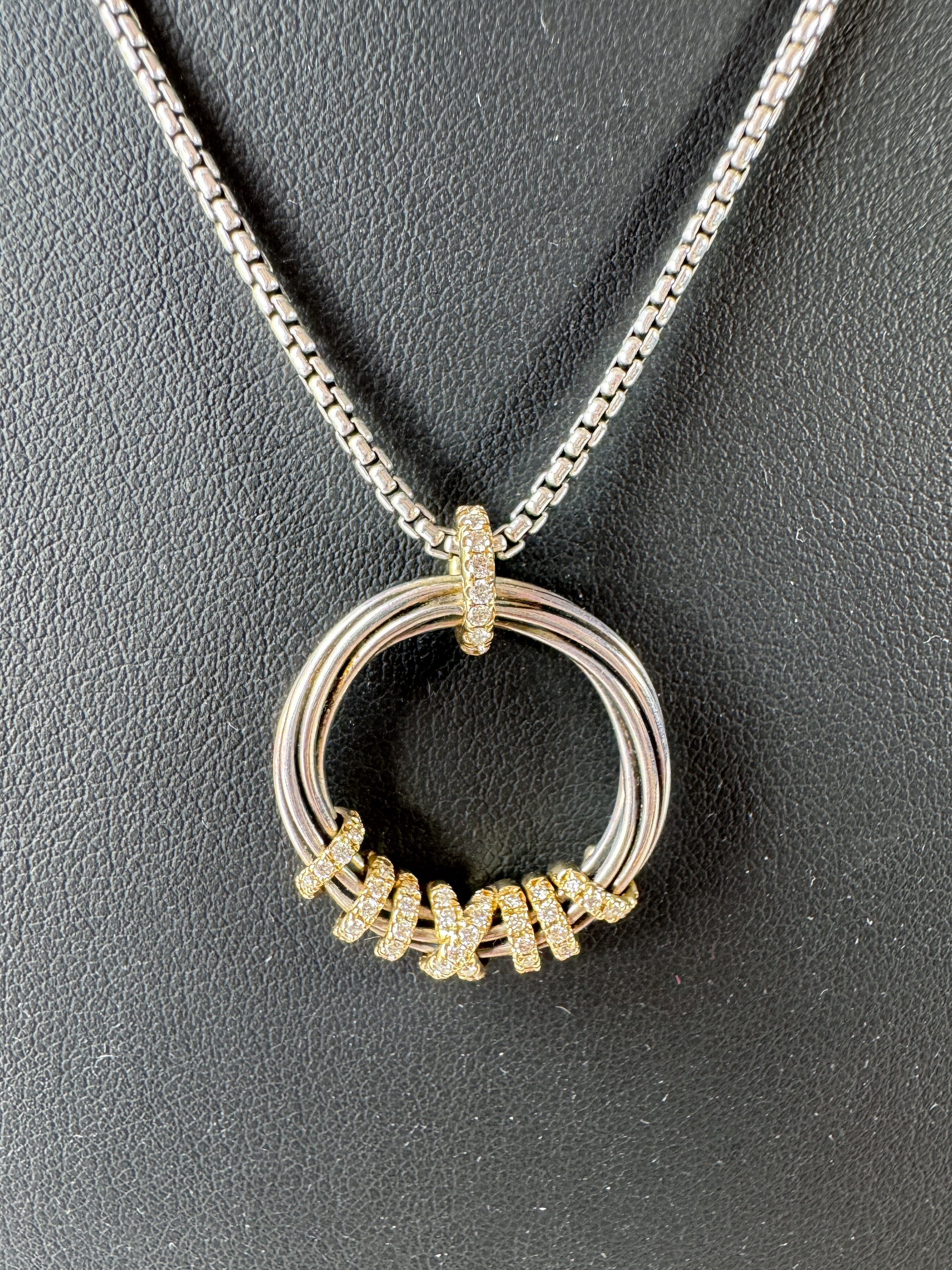 David Yurman sterling silver, gold, diamond Helena necklace